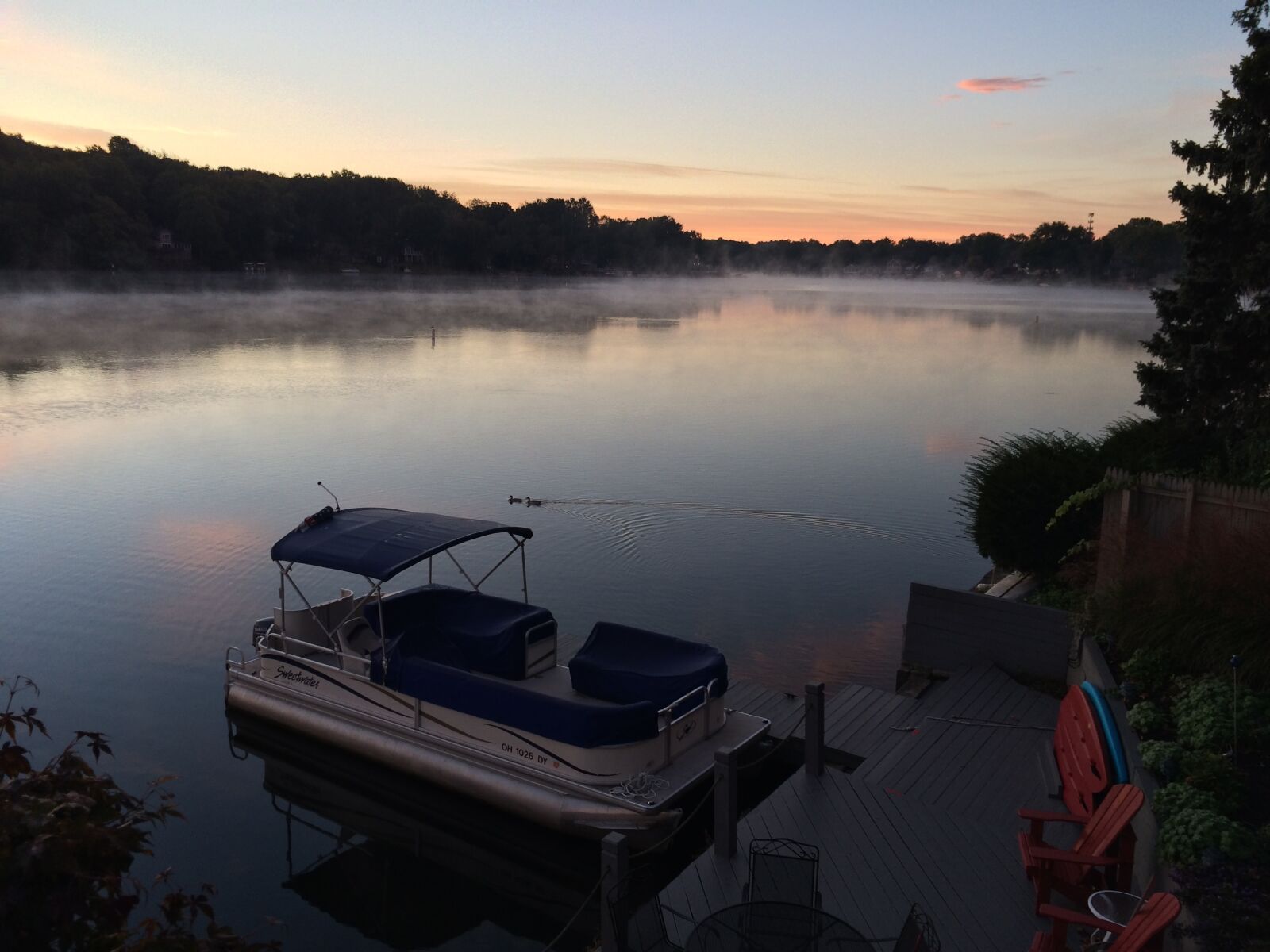 iPhone 5s back camera 4.15mm f/2.2 sample photo. Mist, lake, boat photography