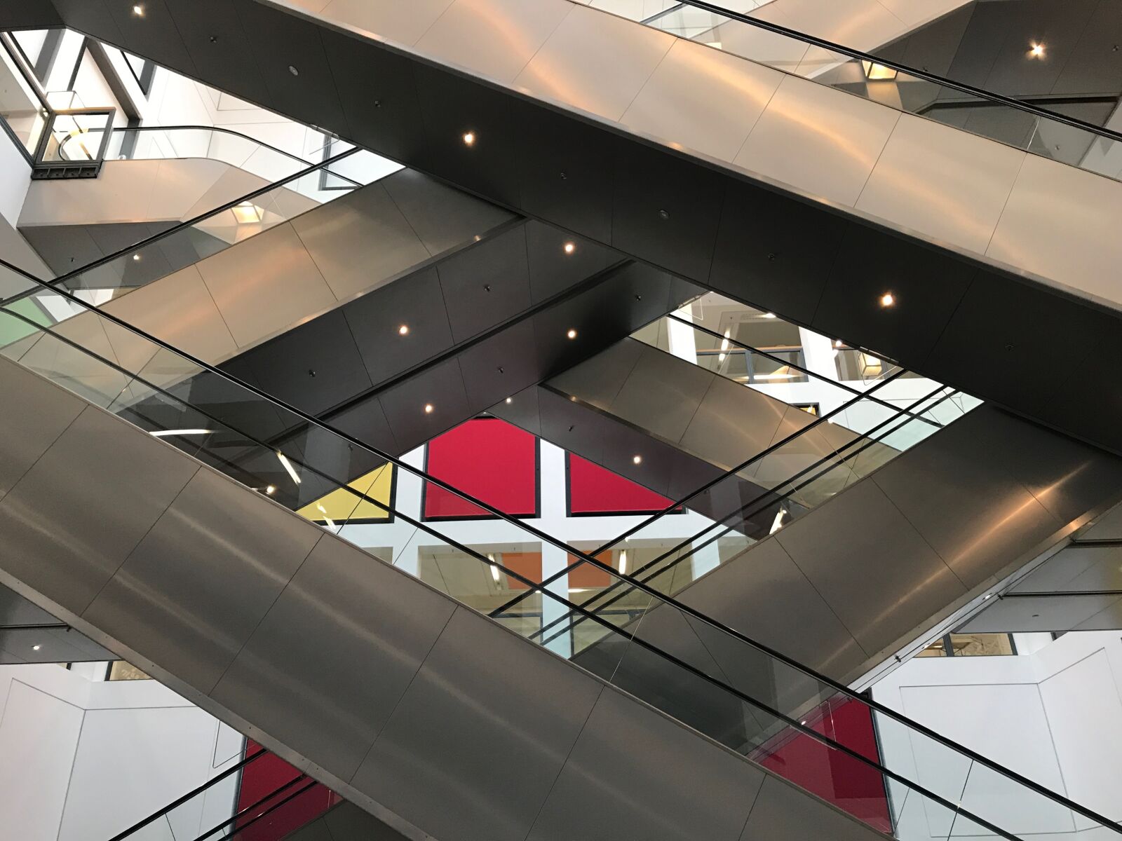 Apple iPhone 7 sample photo. Abstract, escalator, interior design photography