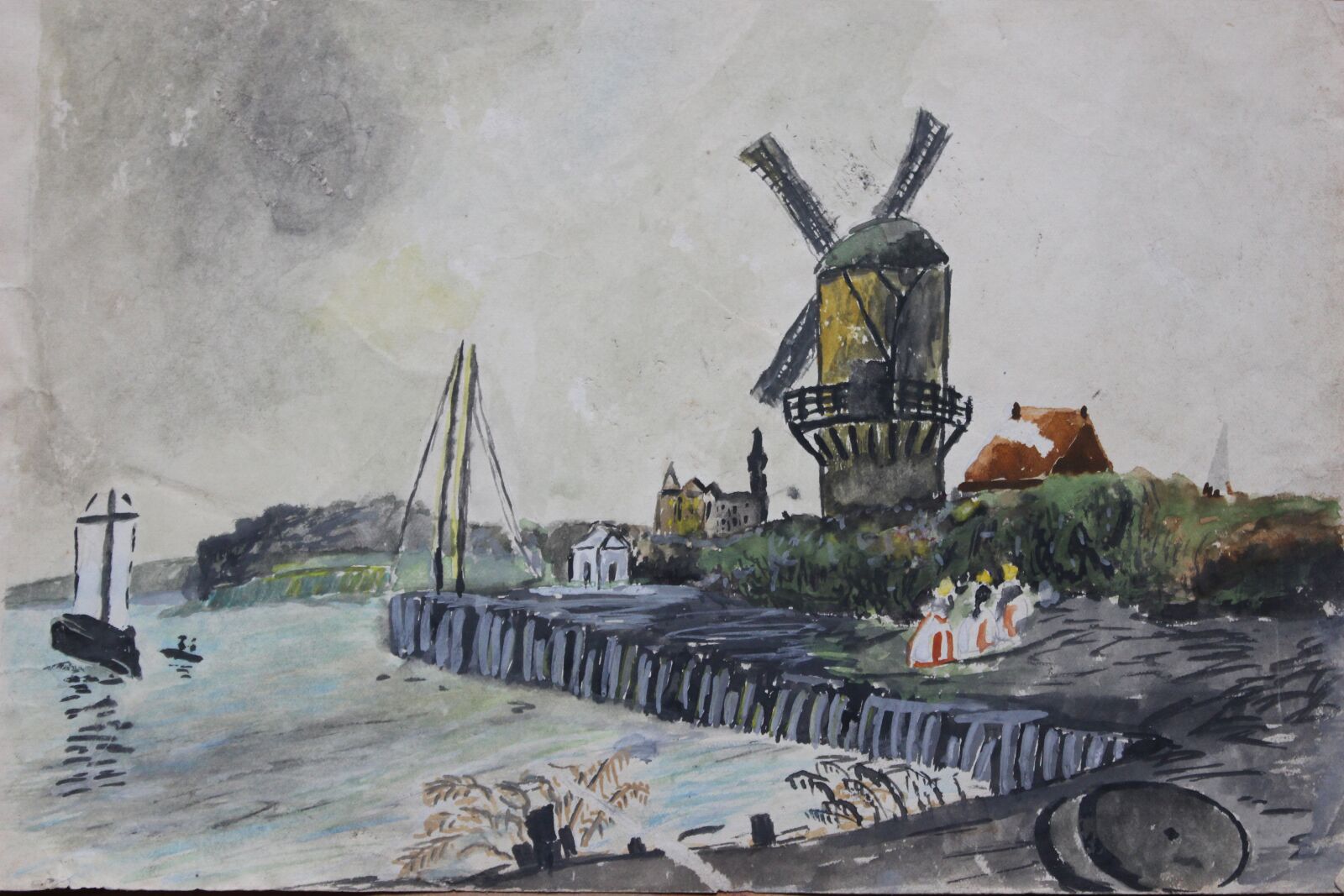 Canon EOS 600D (Rebel EOS T3i / EOS Kiss X5) sample photo. Watercolour, windmill, holland photography