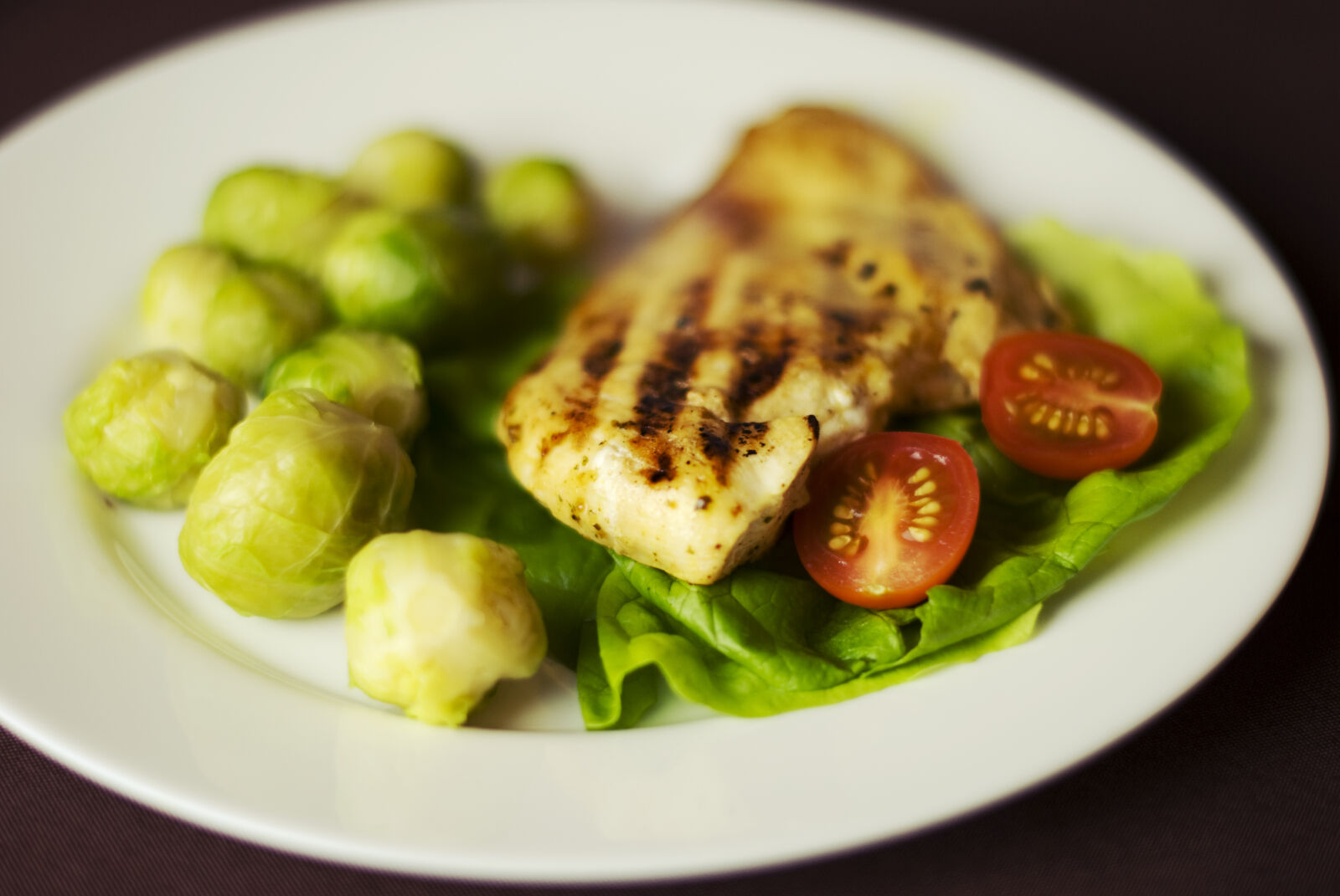 Nikon D60 sample photo. Brussels, sprouts, chicken, grilled photography