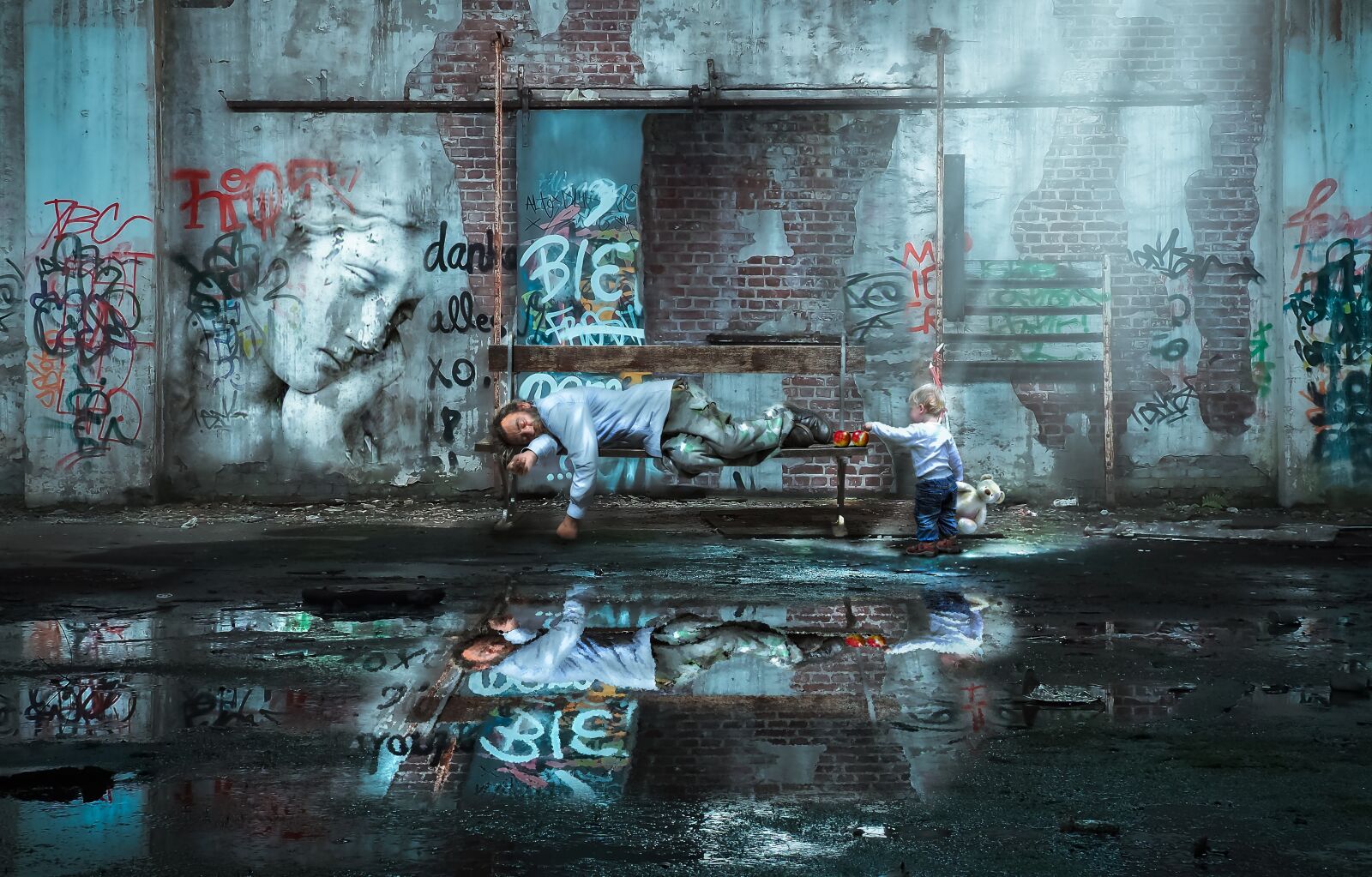 Olympus OM-D E-M10 sample photo. Walls, urban, reflection photography