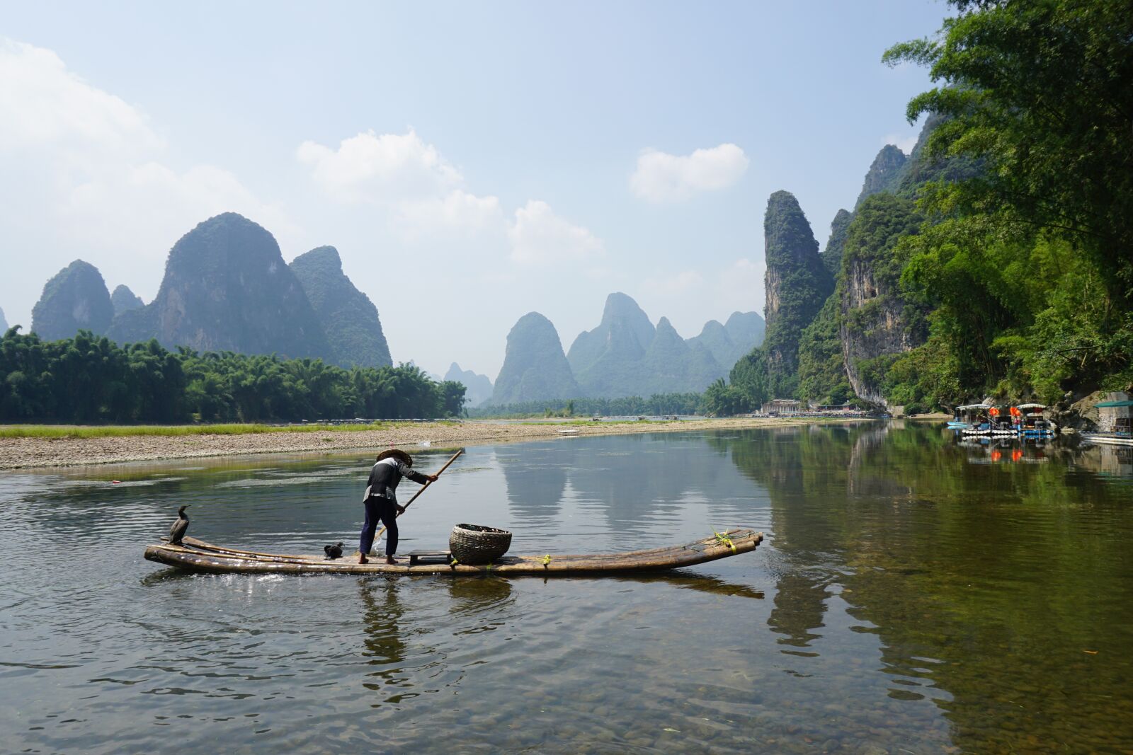 Sony a5100 sample photo. Xingping, bamboo raft, fishman photography
