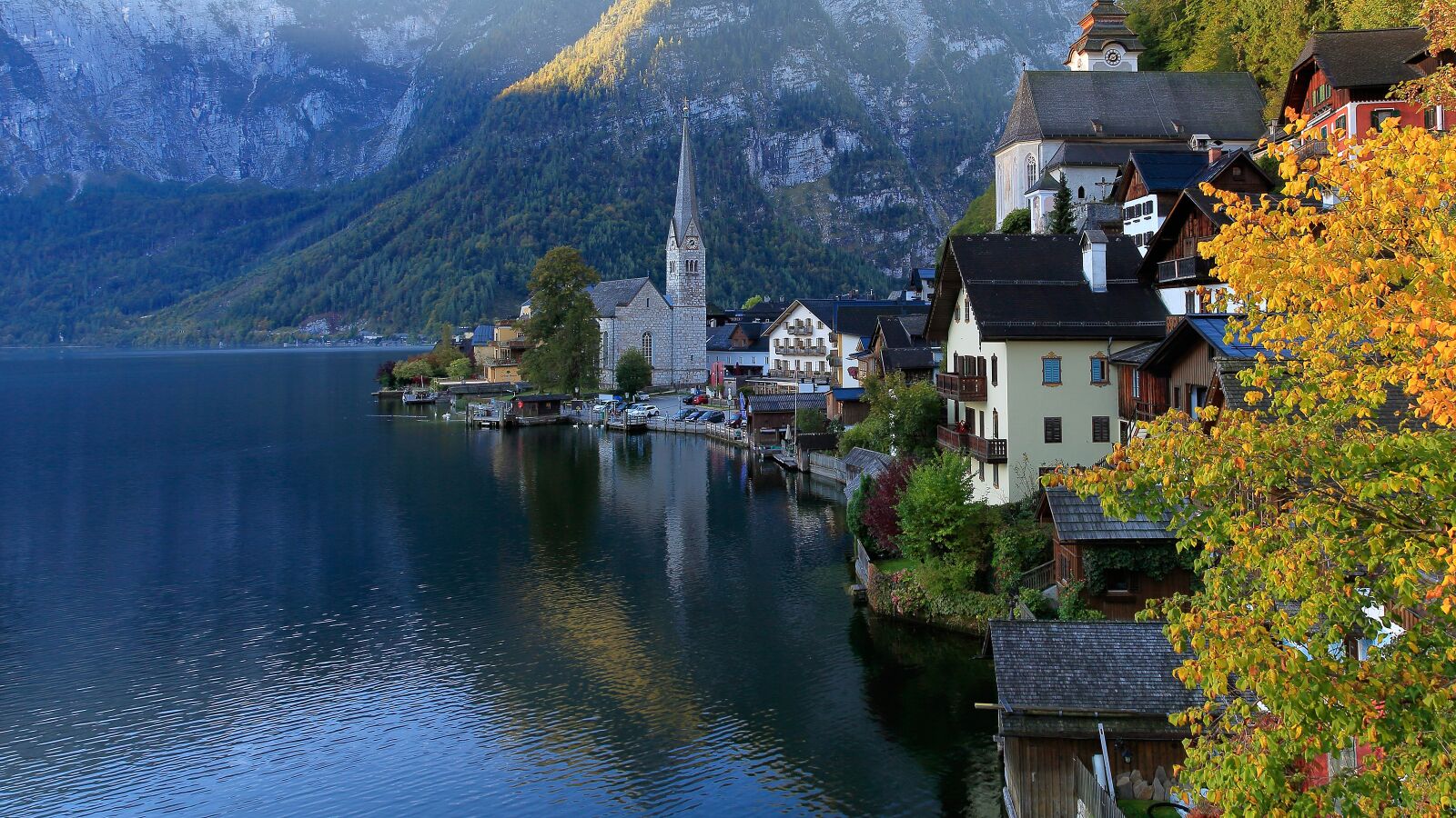 Canon EOS 5D Mark II sample photo. Hallstatt, church, lake photography