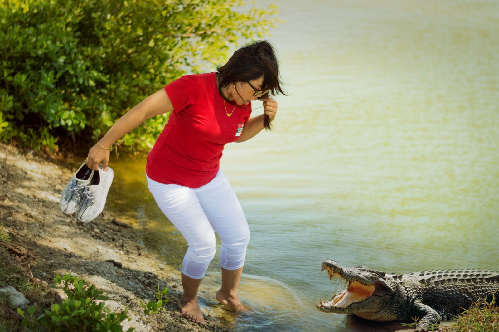 Nikon D3200 sample photo. Crocodile, lake, reptiles photography