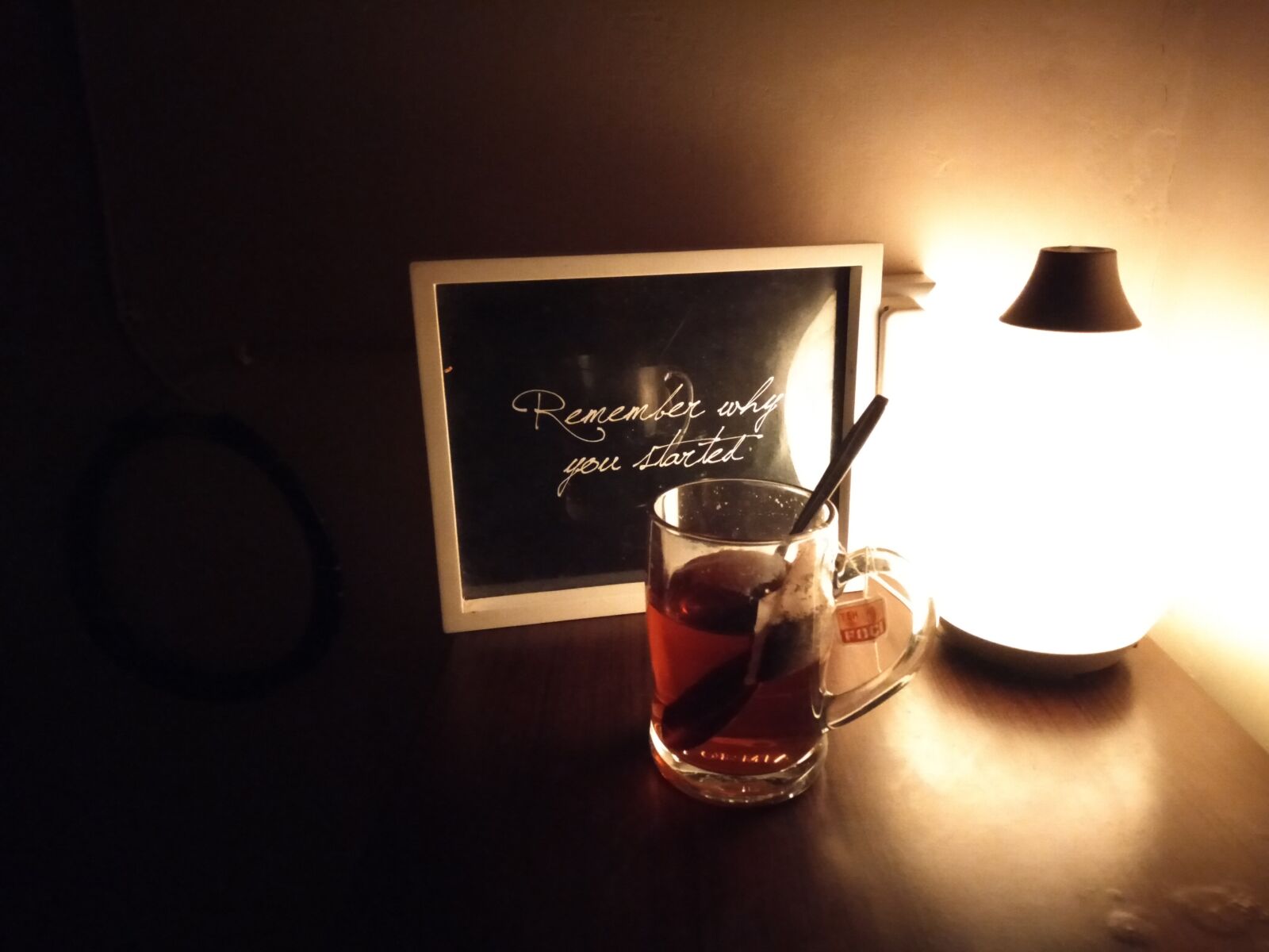 OPPO A3S sample photo. Black tea, night, bedroom photography