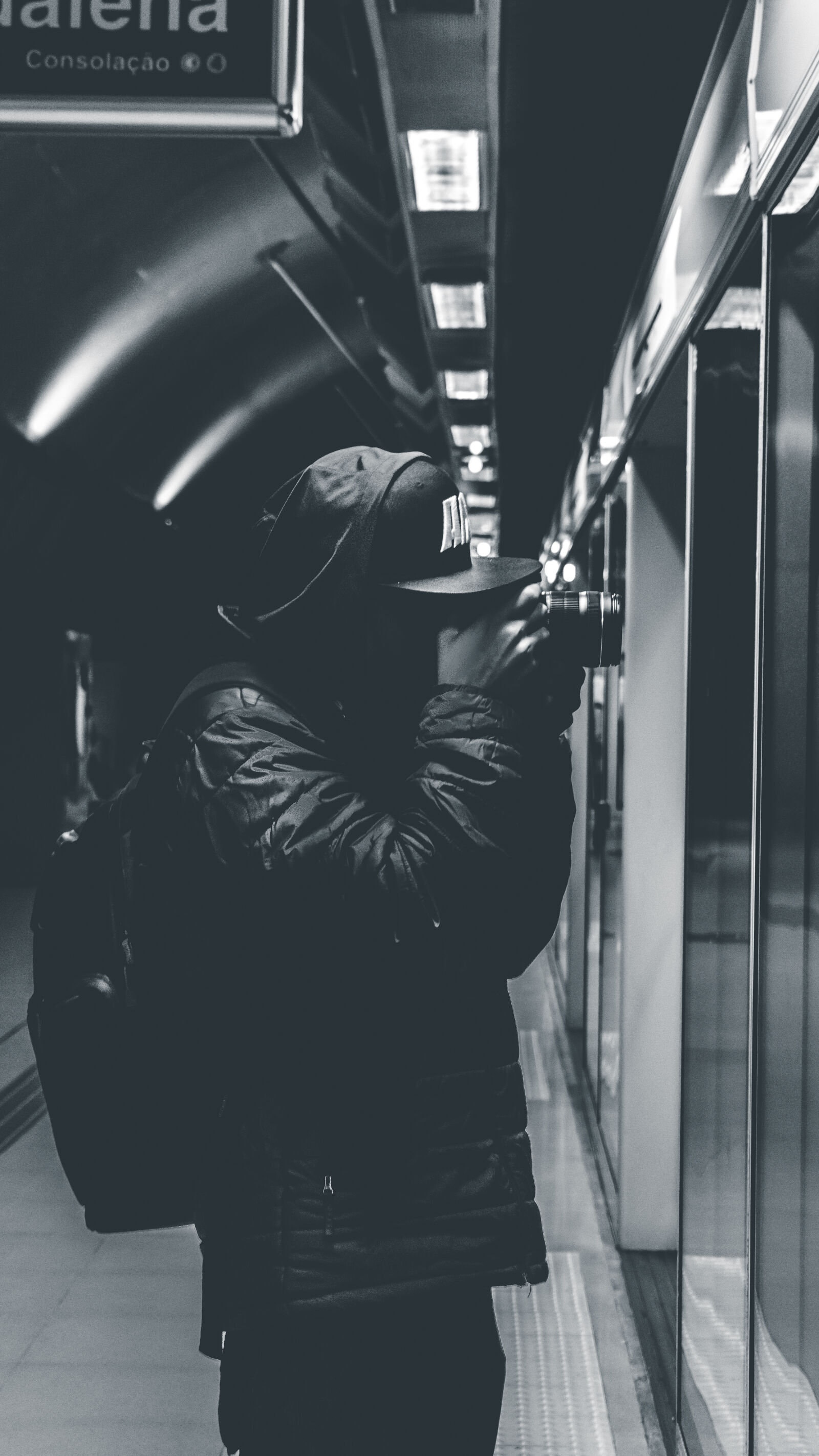 Sony a6300 sample photo. Adult, backpack, black, and photography