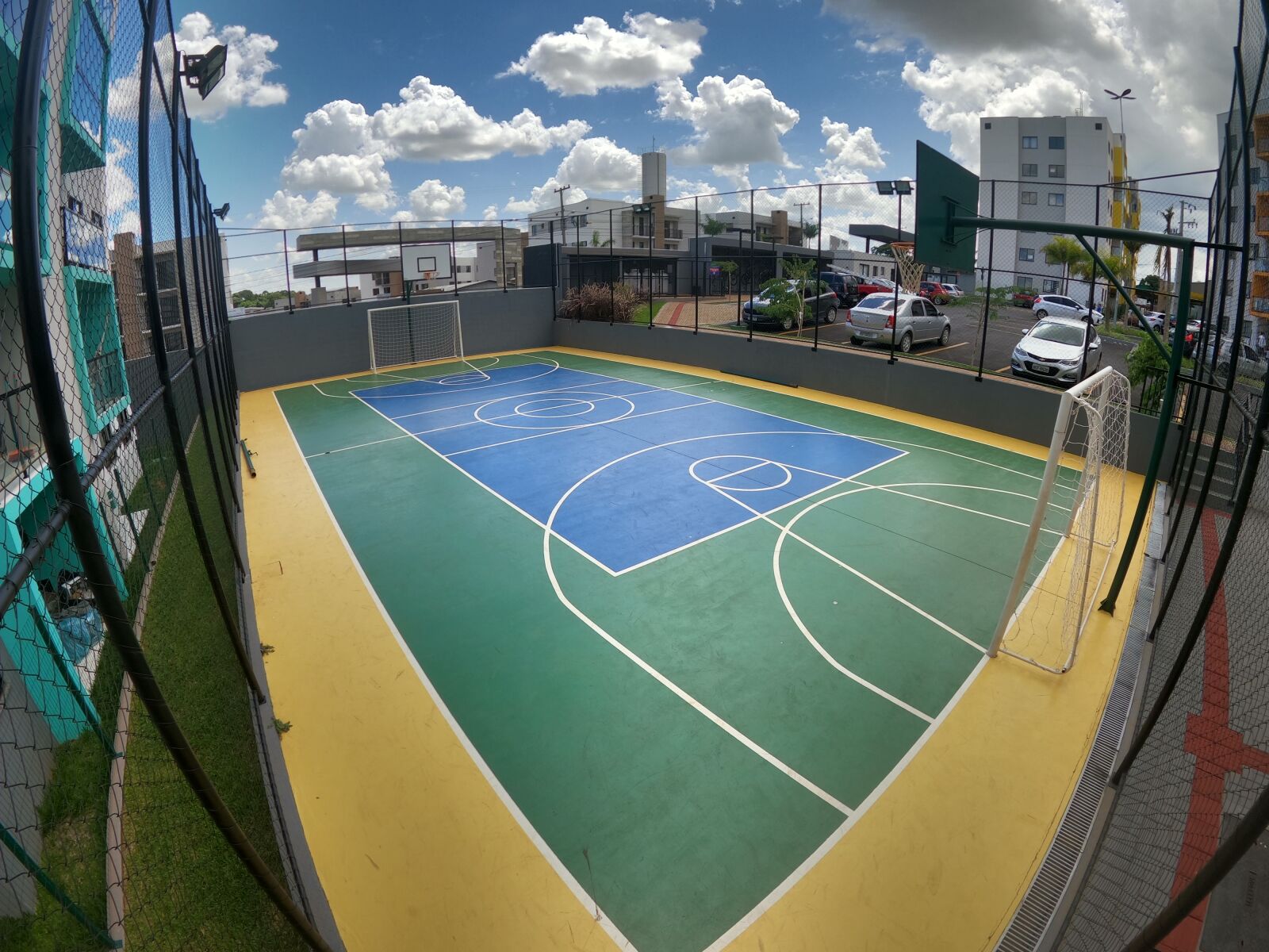 GoPro Hero8 Black sample photo. Soccer field, basketball, sky photography