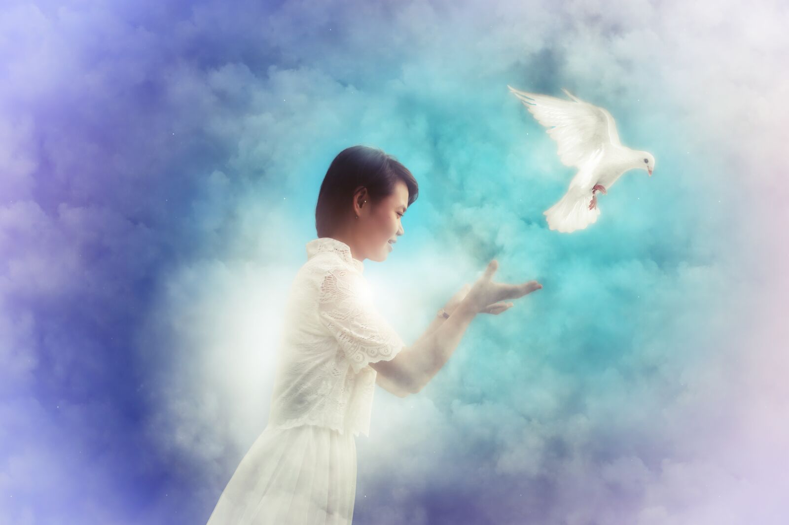 Nikon D600 sample photo. Girl, bird, cloud photography