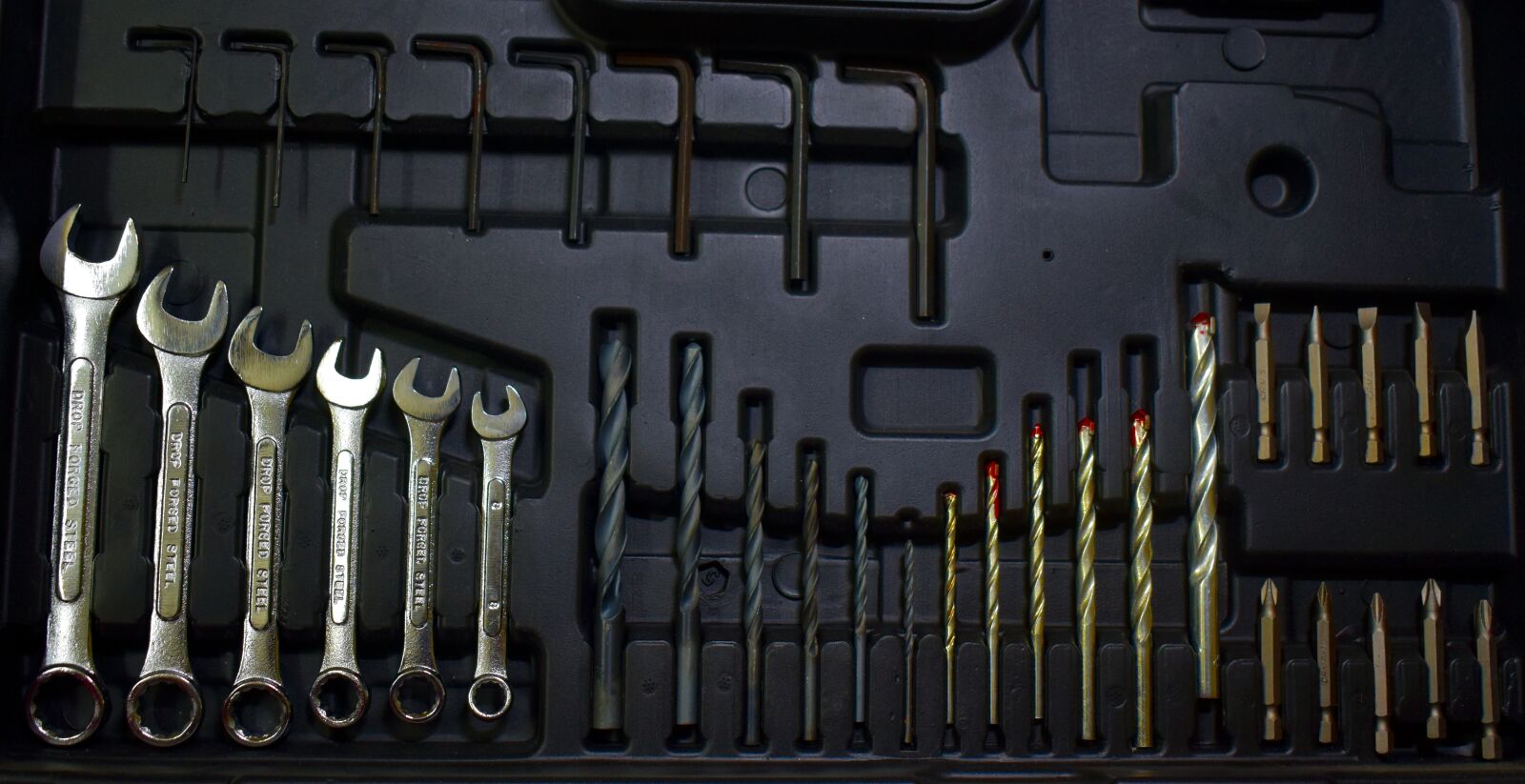 Nikon D5600 sample photo. Toolkit, wrench, drilling bits photography