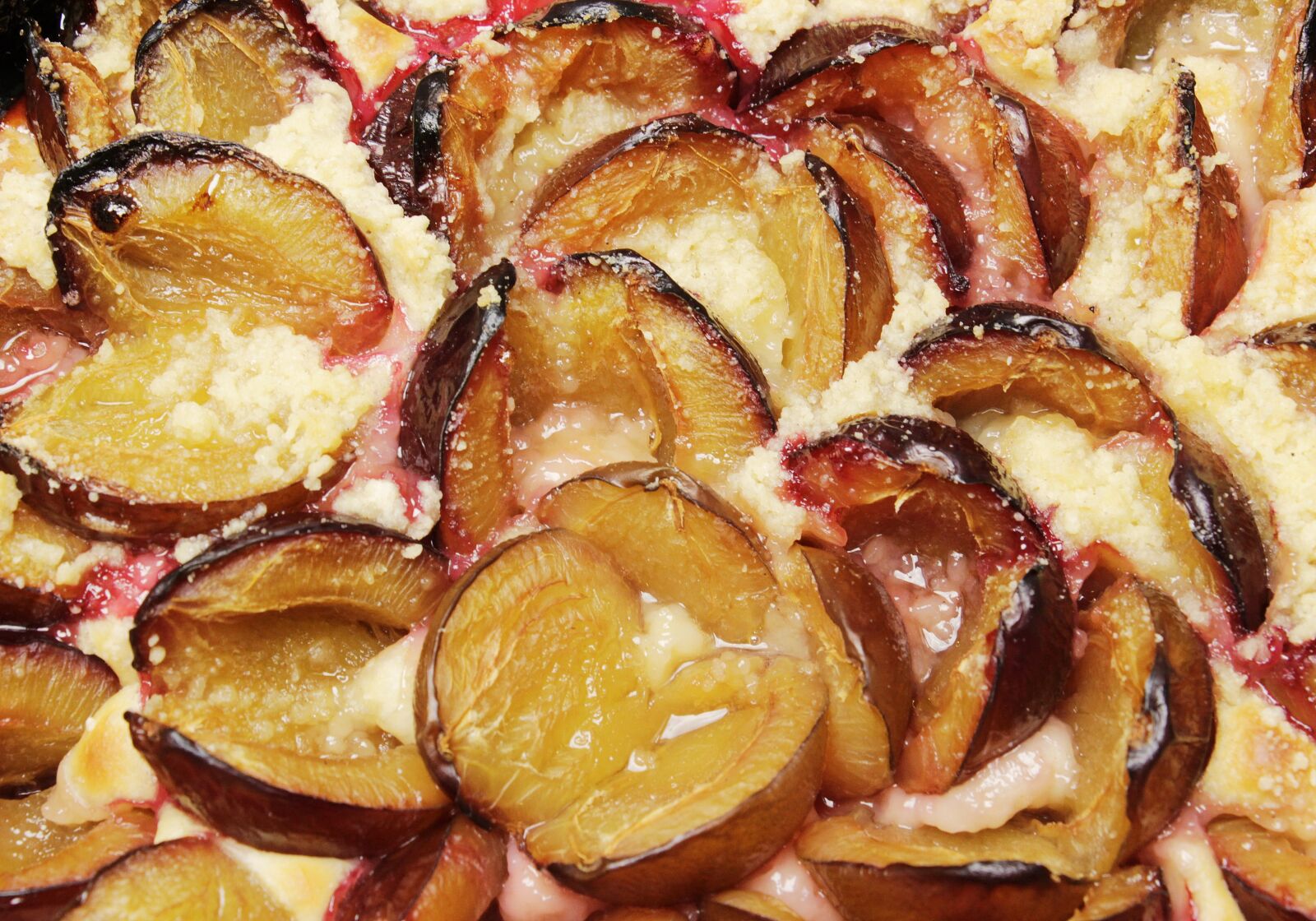 Canon EOS 100D (EOS Rebel SL1 / EOS Kiss X7) sample photo. Plum cake, plums, streusel photography