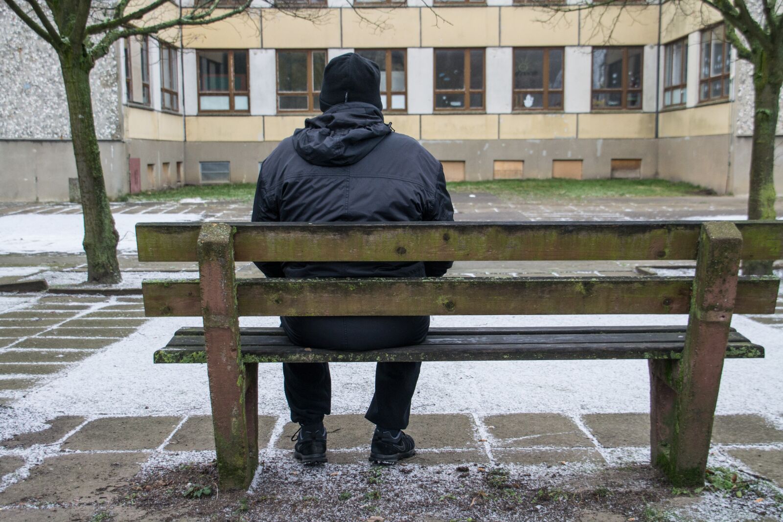 Nikon D3100 sample photo. Wooden bench, human, building photography