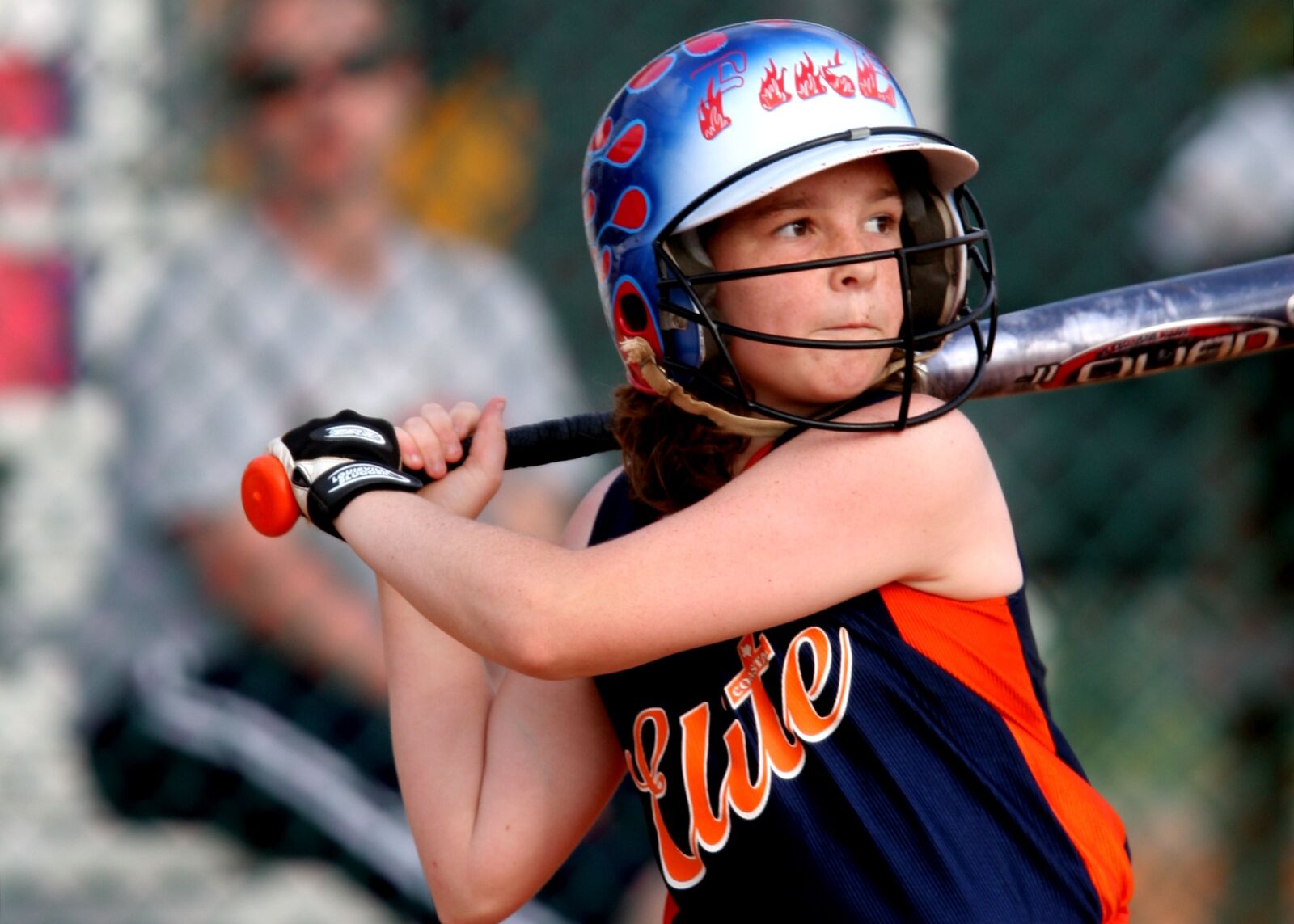 Canon EOS 20D sample photo. Softball, batter, female photography