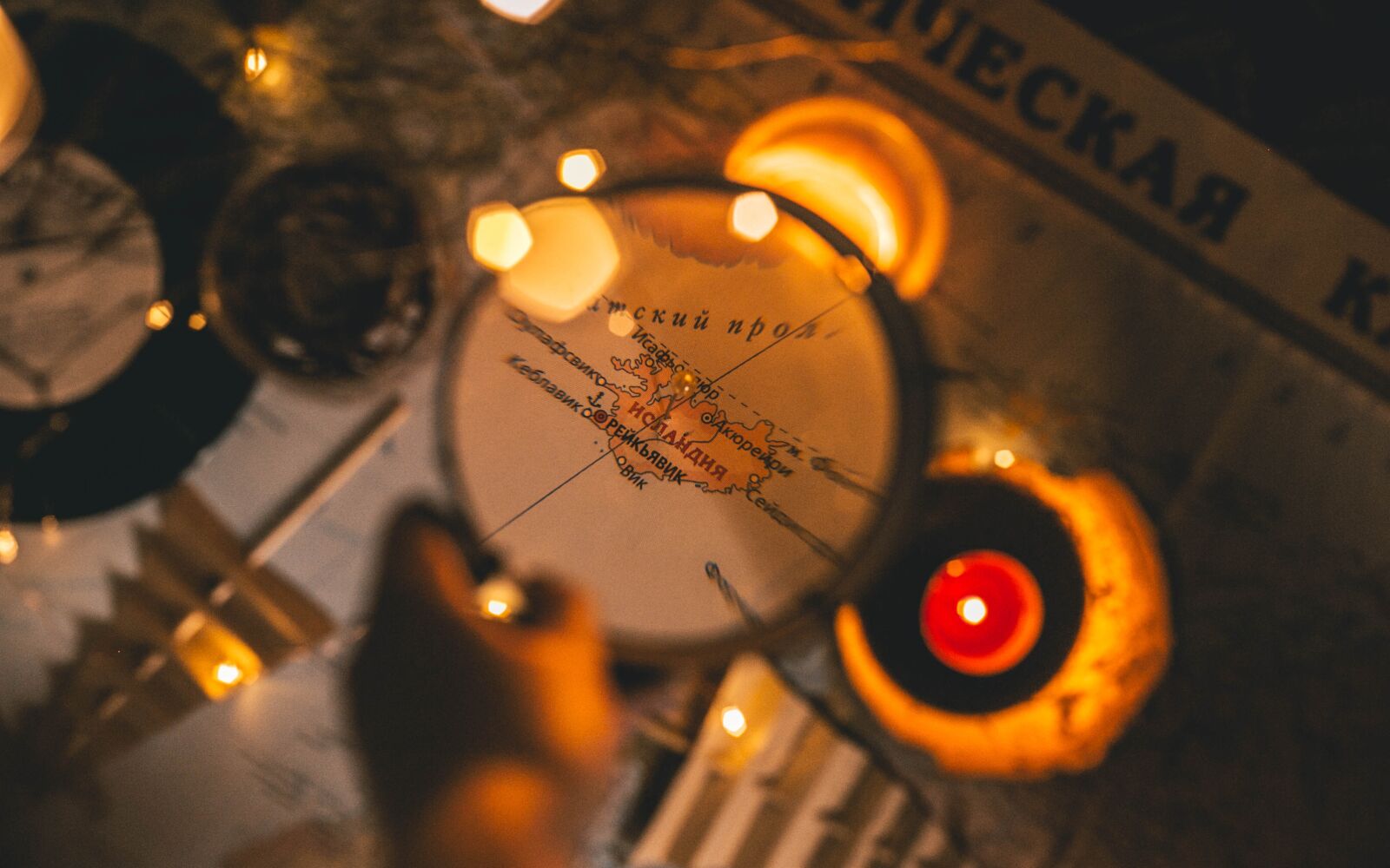Canon EF 50mm F1.8 II sample photo. Map, christmas decorations, magnifier photography