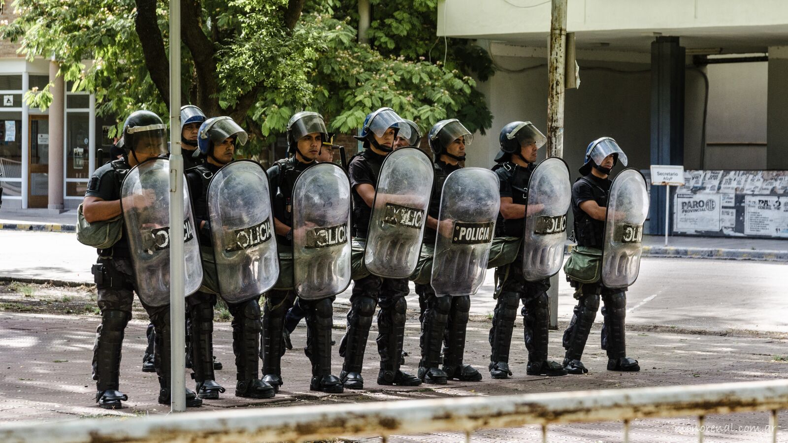 Nikon D5100 sample photo. Police, protest, shields photography