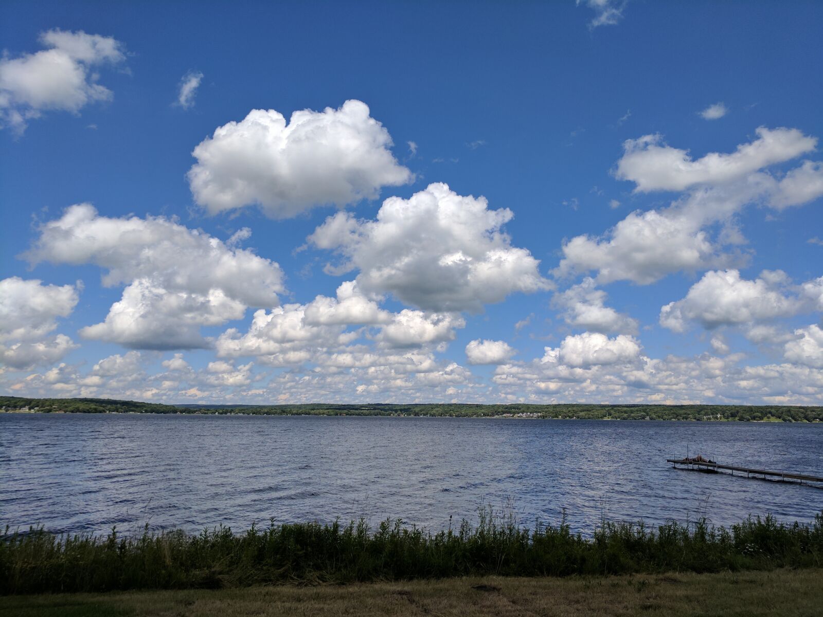 Google Pixel sample photo. Lake chautauqua, fluffy clouds photography