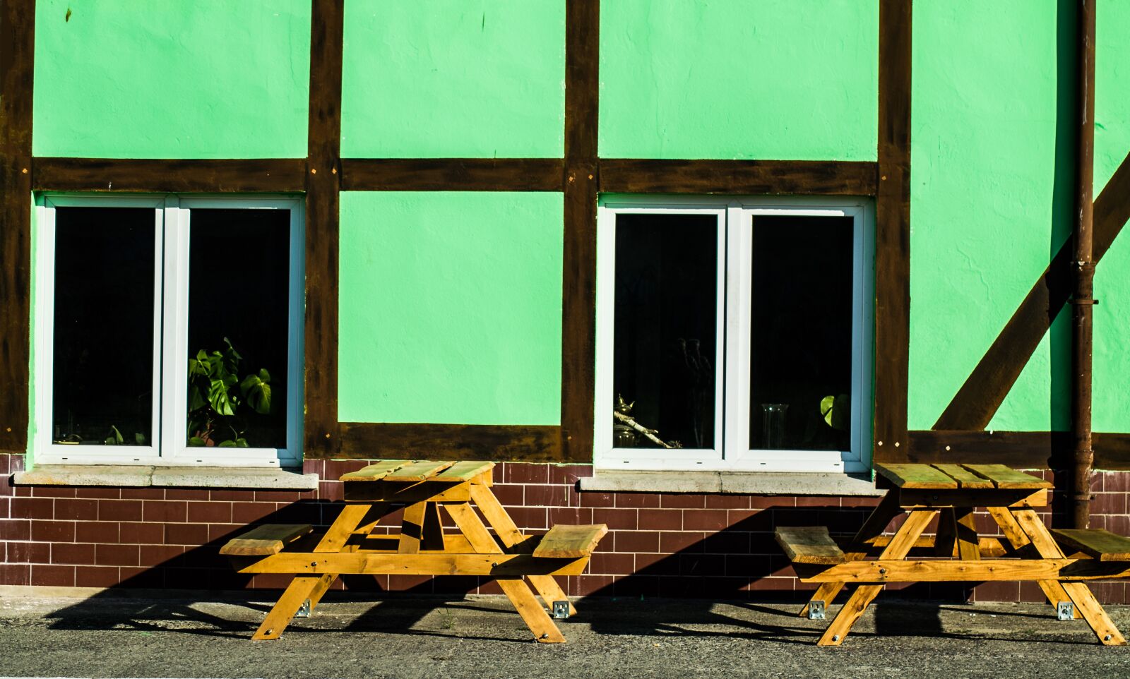 Nikon D3100 sample photo. Truss, wood, benches photography