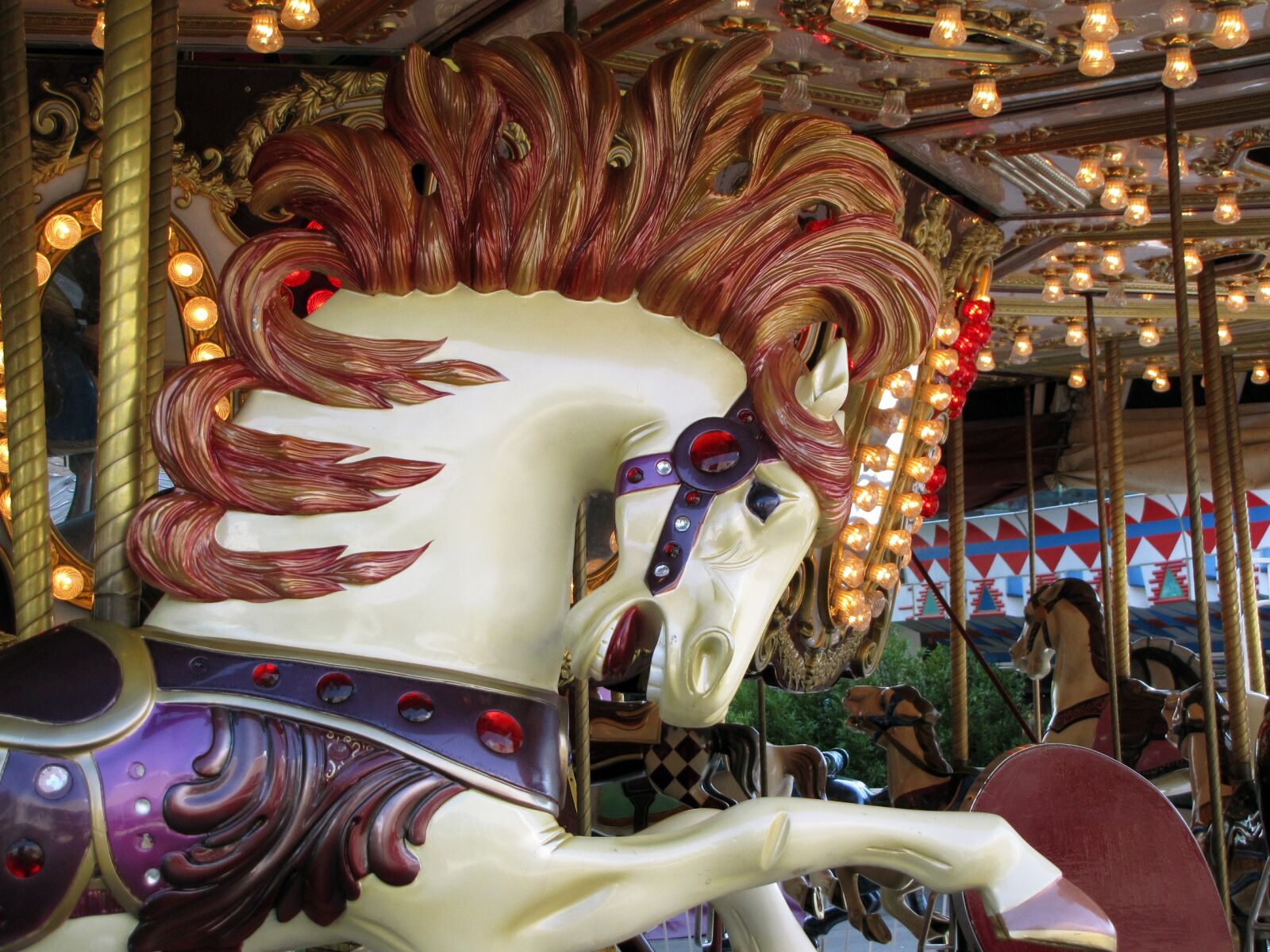 Canon PowerShot SX10 IS sample photo. Carousel horse, folk festival photography