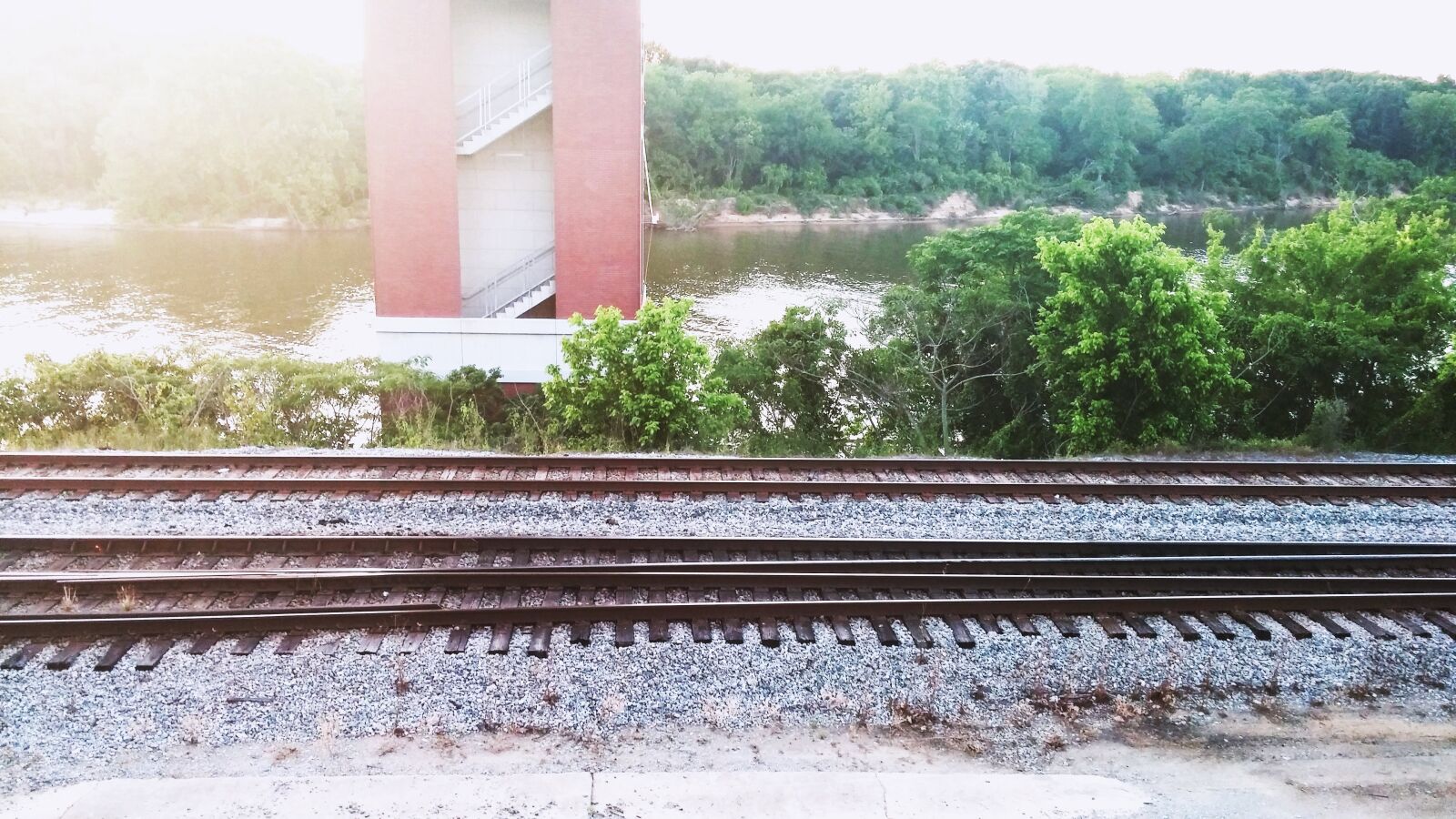 LG G3 sample photo. Bank, railroad, track, river photography