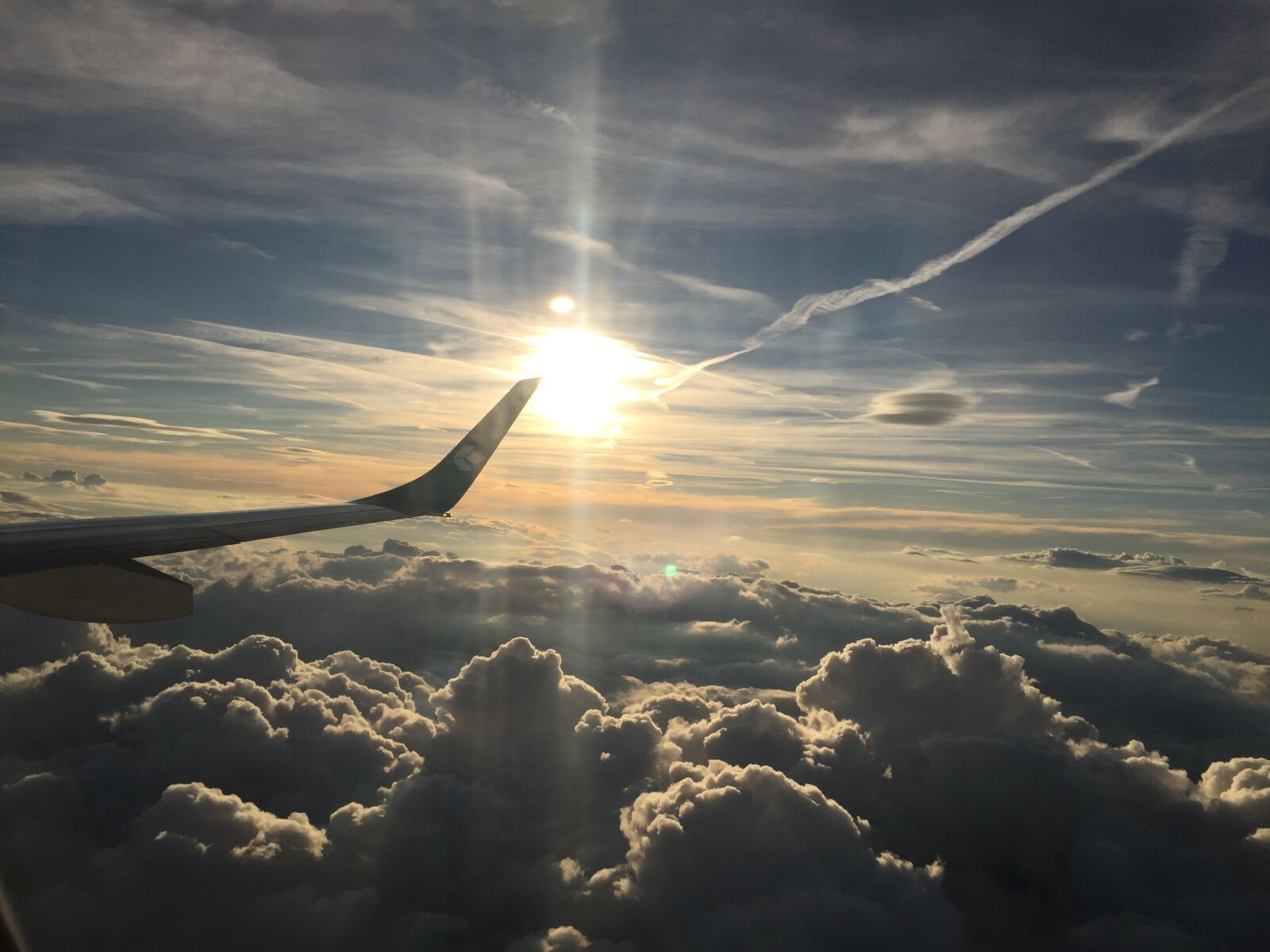 Apple iPhone 6 sample photo. Sunset, airplane, clouds photography