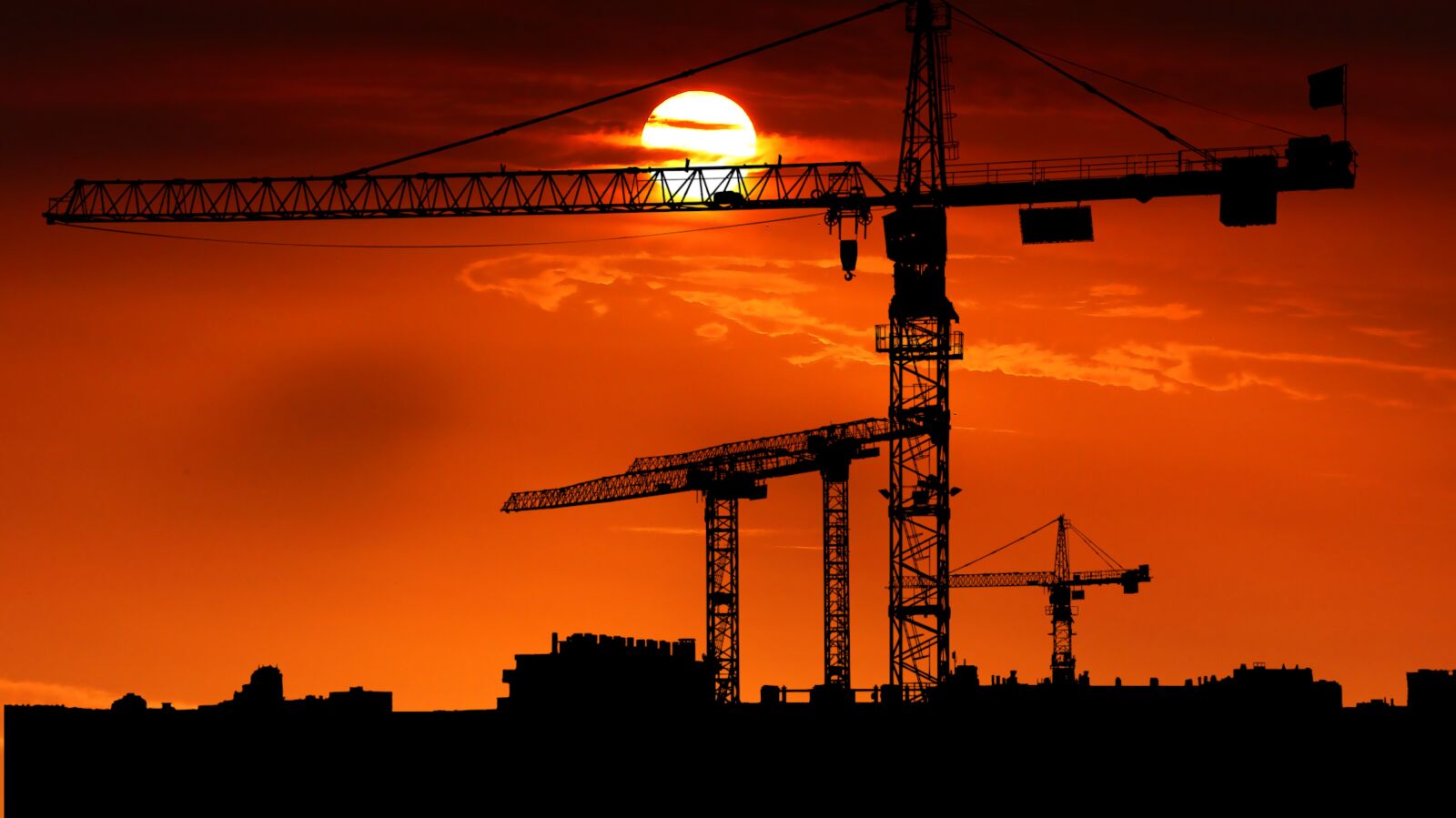 Panasonic Lumix DMC-FZ200 sample photo. Sunset, cranes, site photography