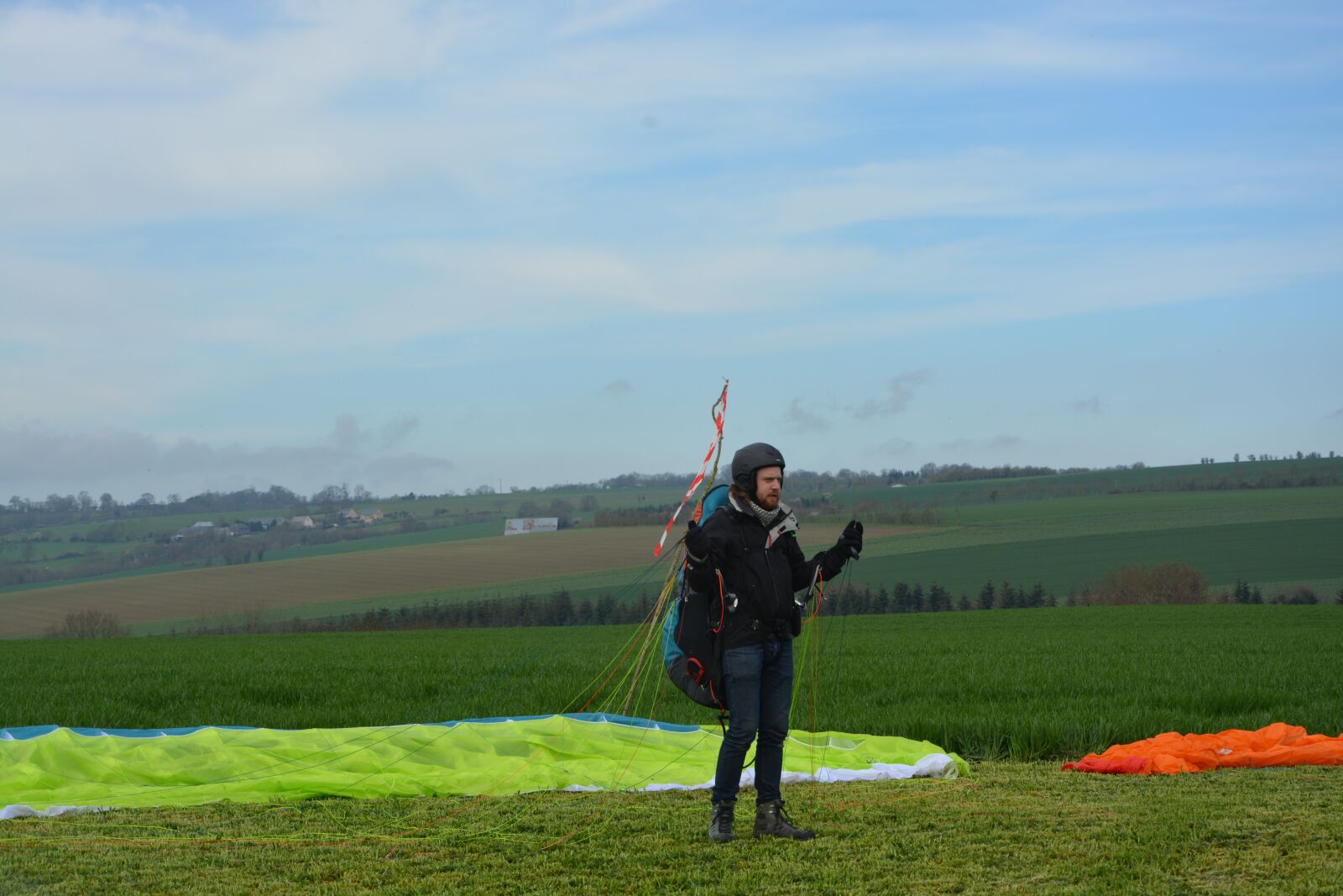 Nikon D5200 sample photo. Paragliding, paraglider inflation of photography