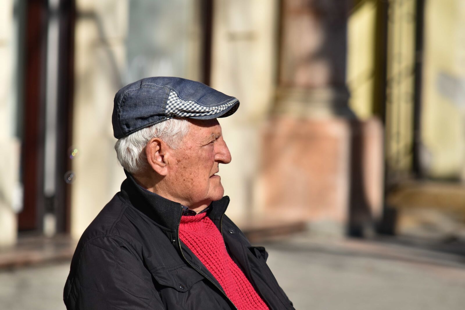 Nikon D5500 sample photo. Confident, elder, jacket, profile photography