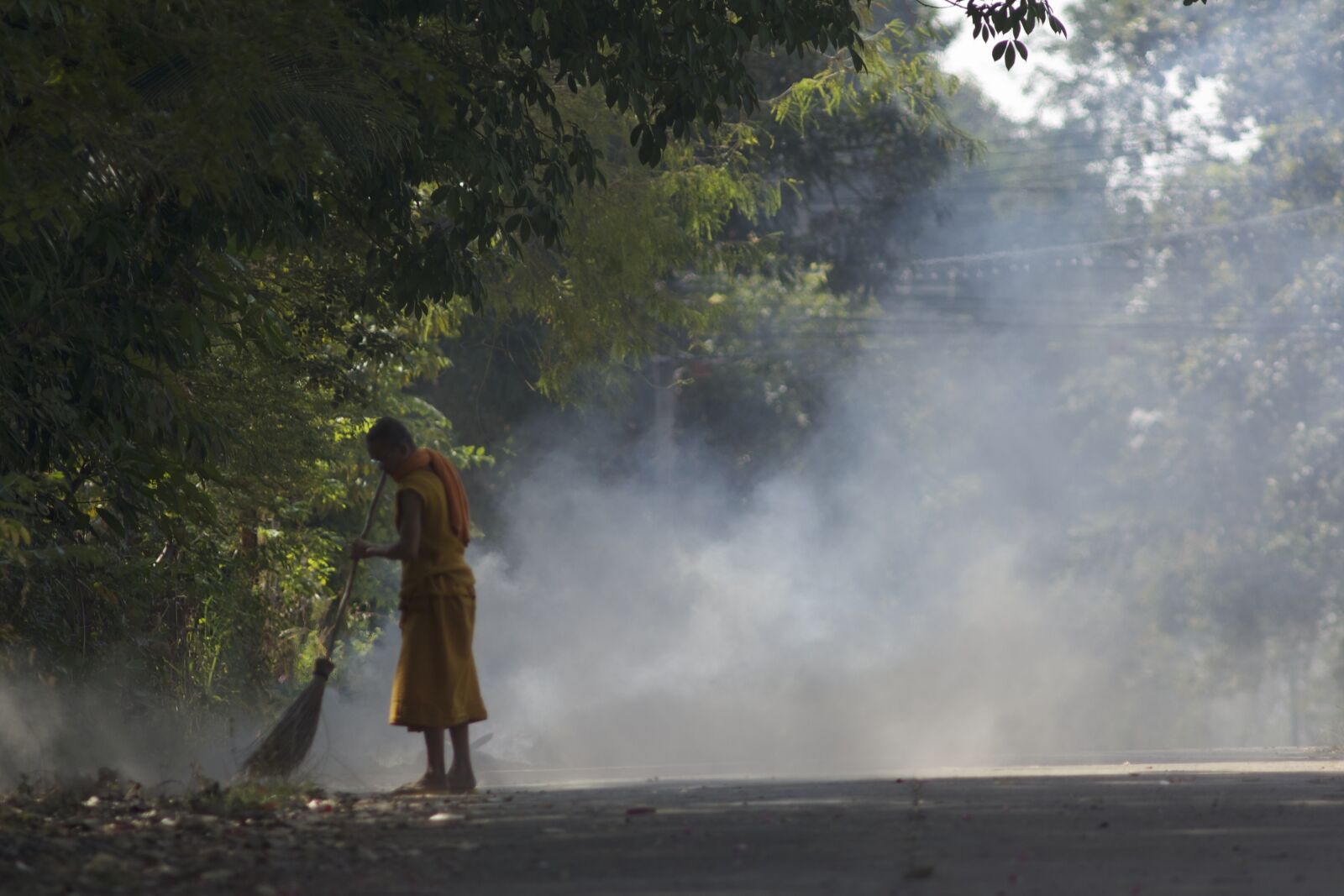 Nikon D7100 sample photo. Monks, sweep the yard photography