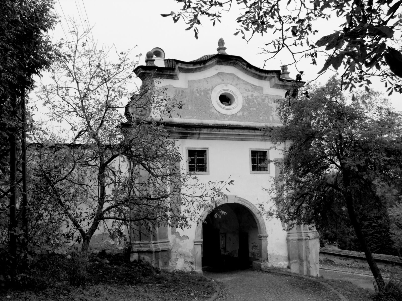 Fujifilm FinePix S100fs sample photo. Gate, trees, black and photography