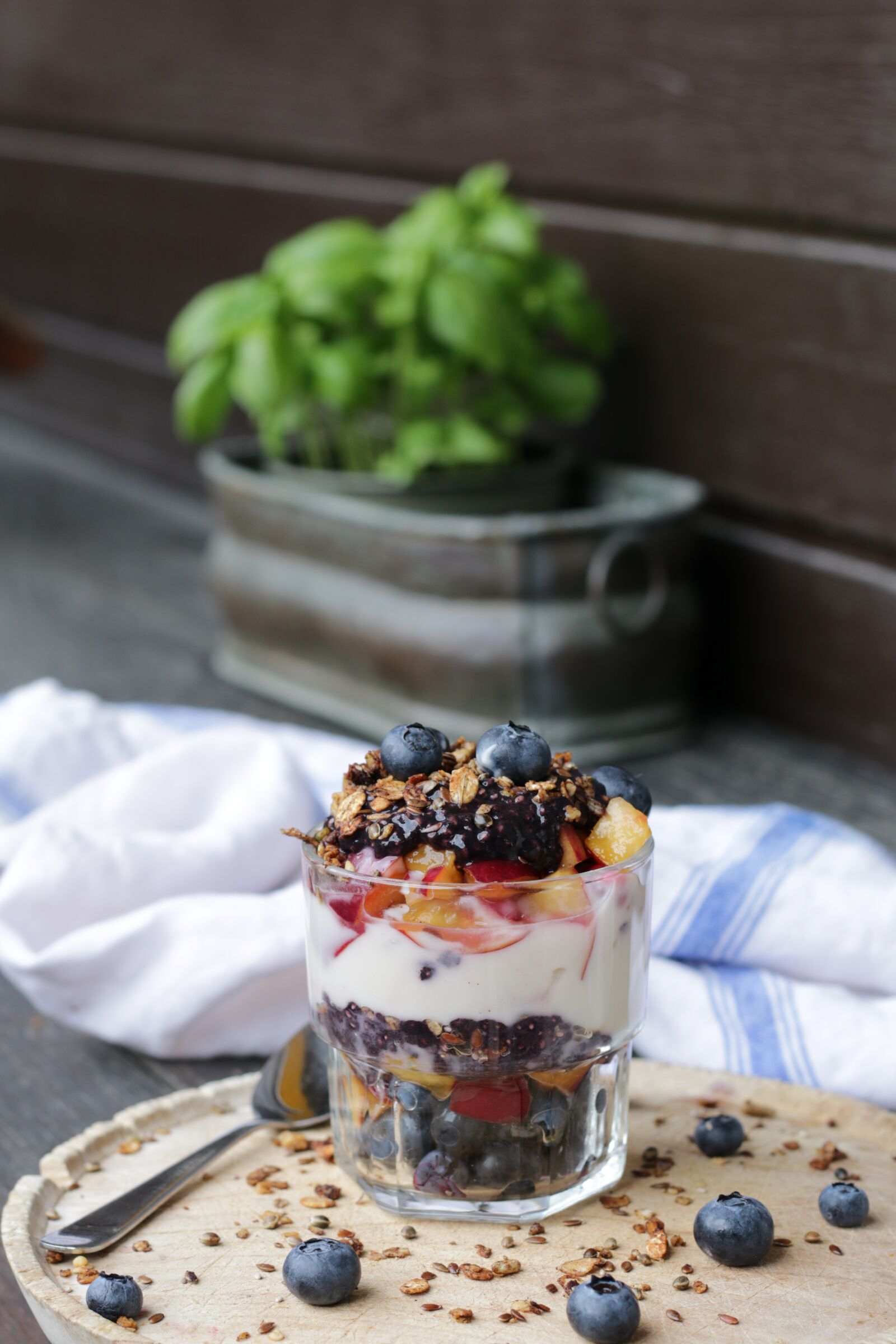 Canon EOS 70D + Canon EF 50mm F1.8 STM sample photo. Granola, coconut yogurt, blueberries photography