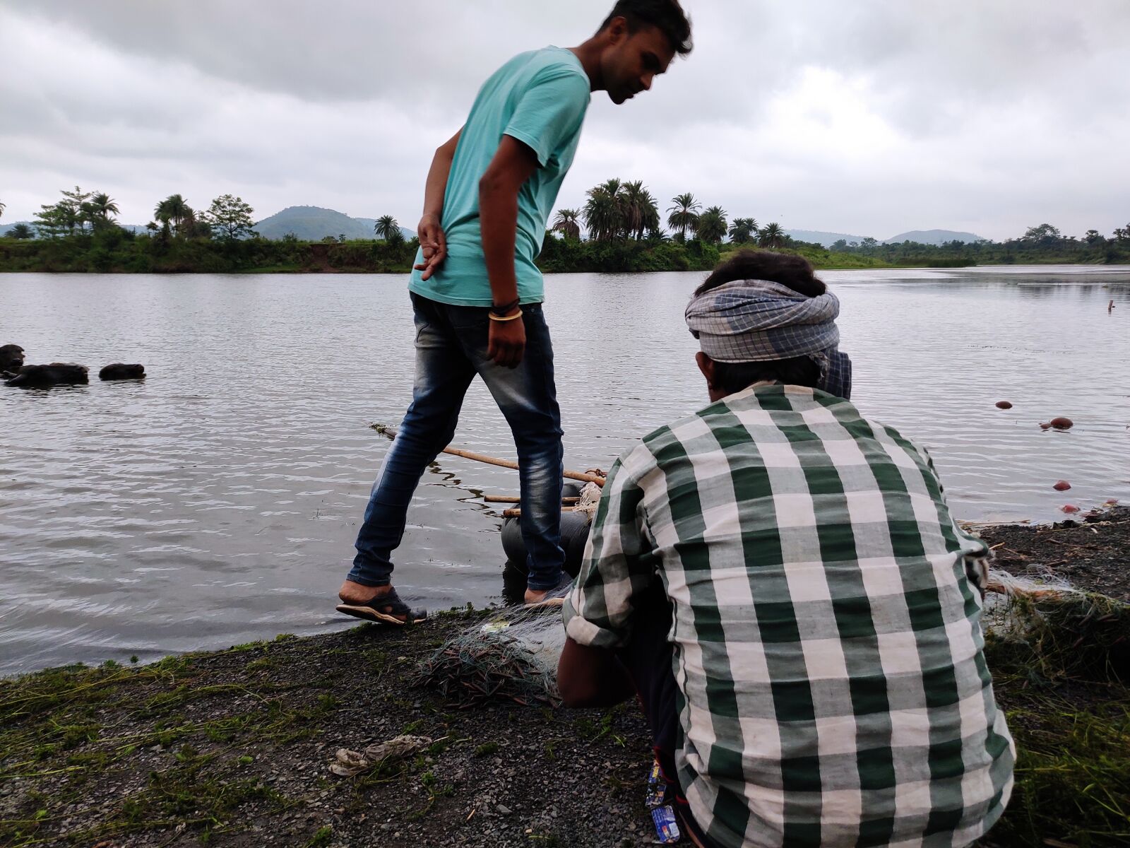 Xiaomi Redmi Note 7 Pro sample photo. Fisherman, river, fish photography