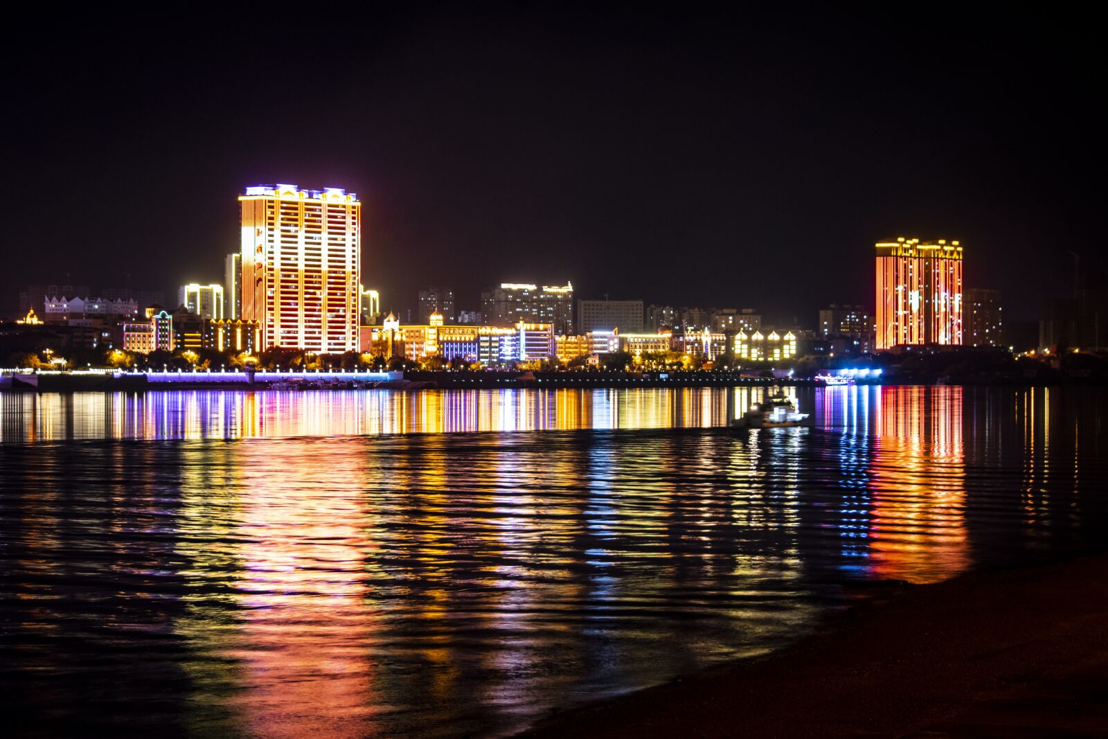 Nikon D5300 sample photo. Night, river, reflection photography