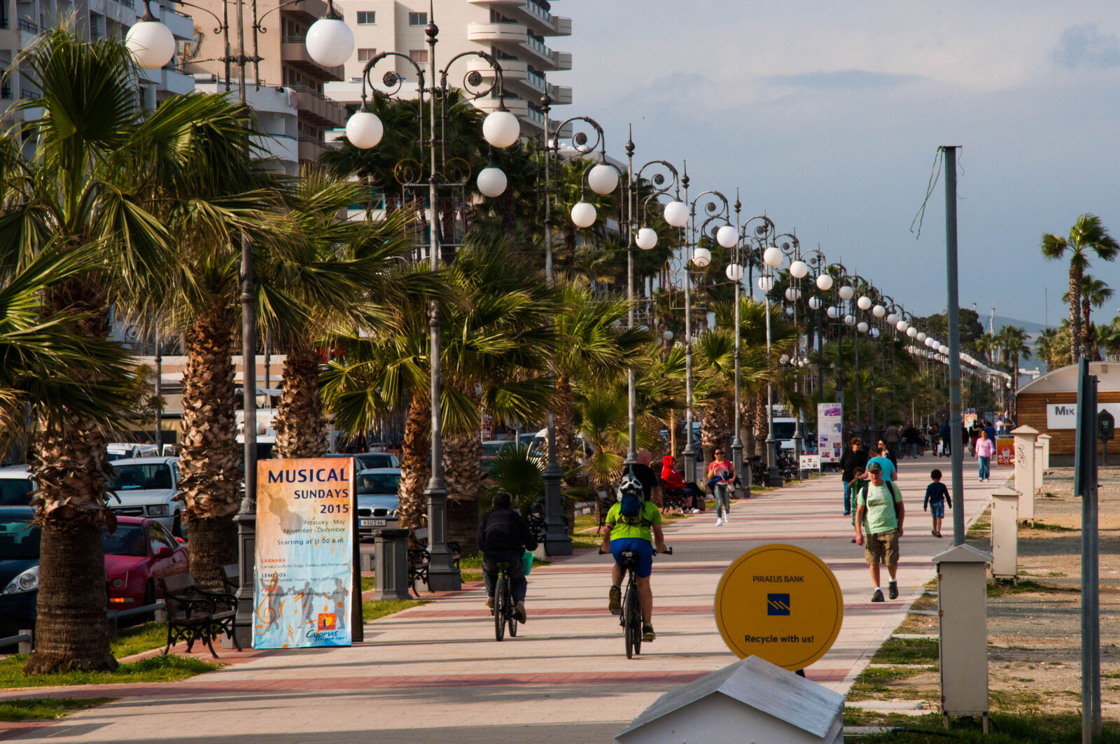 Nikon D90 sample photo. Beach, boulevard, cyclist, cyprus photography
