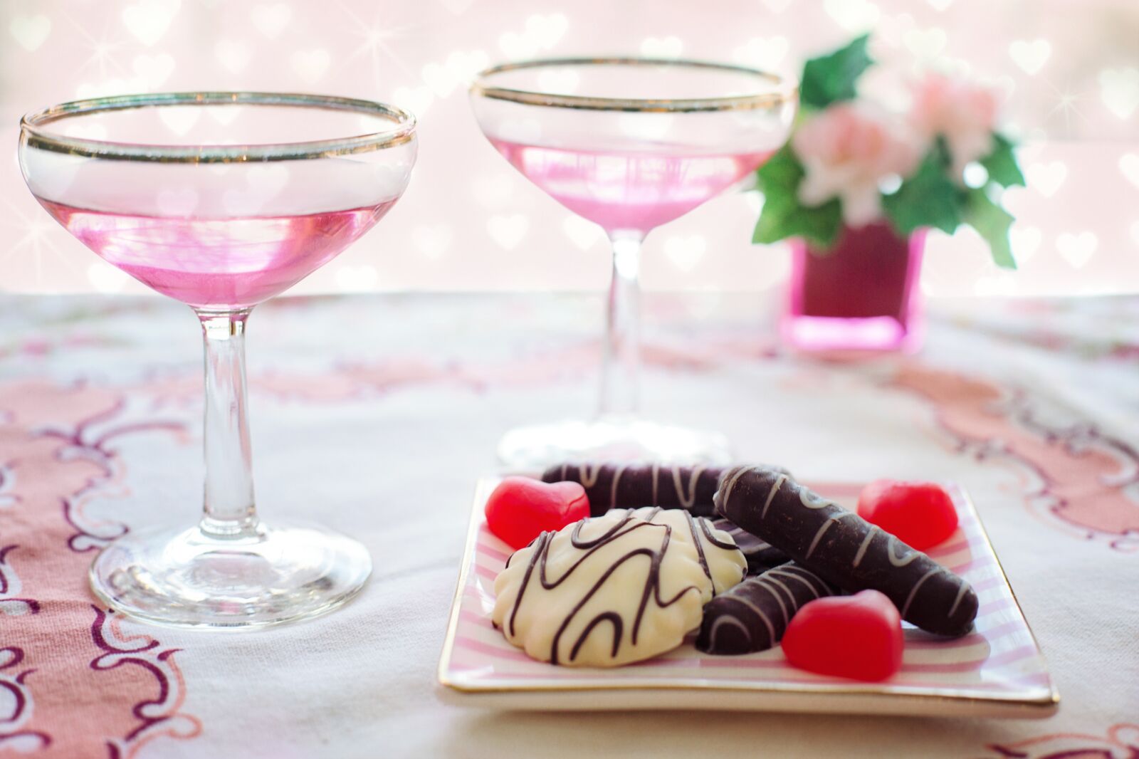 Canon EF 50mm F1.4 USM sample photo. Valentine's day, pink wine photography