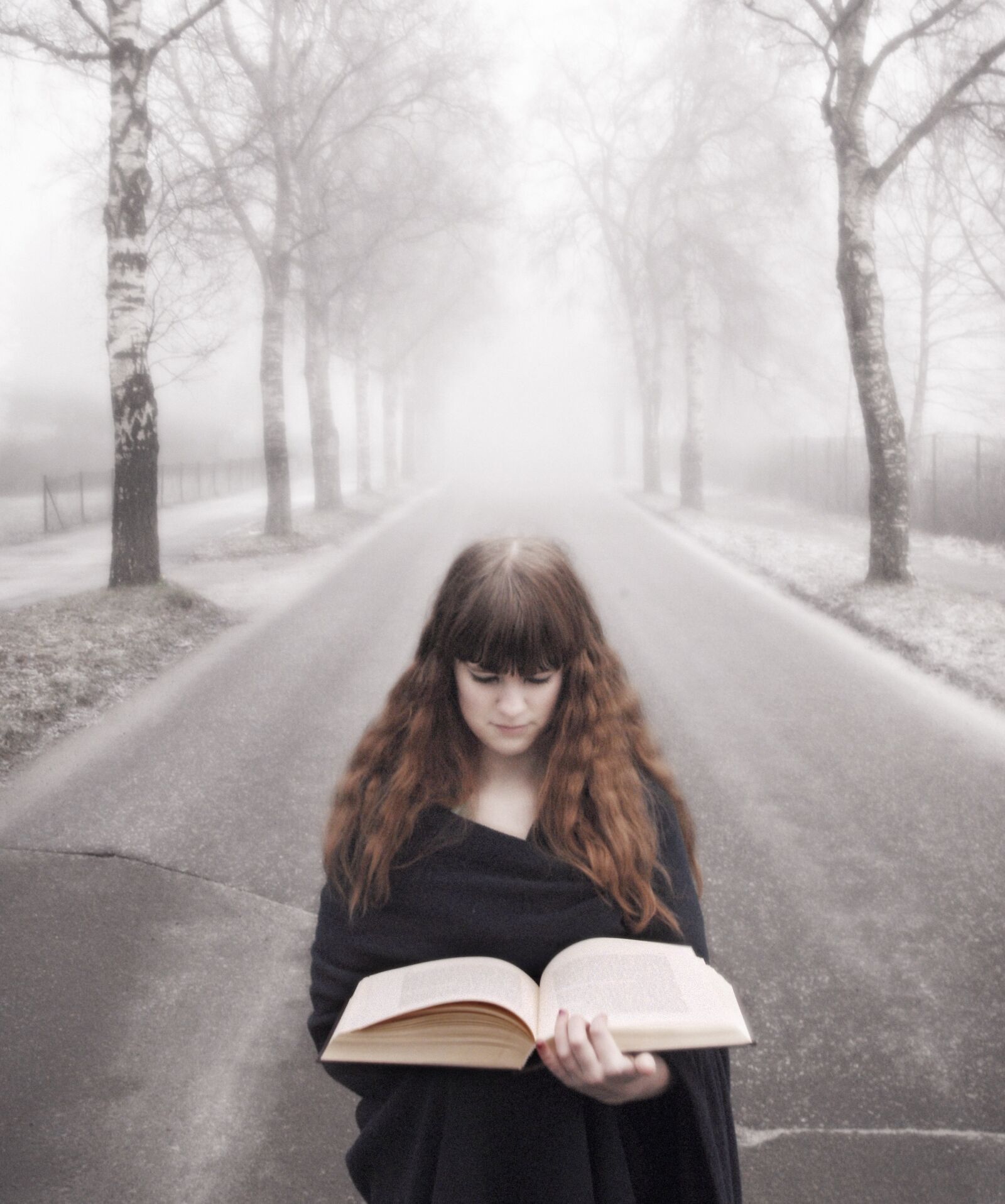 Nikon D200 sample photo. Book, fog, girl photography