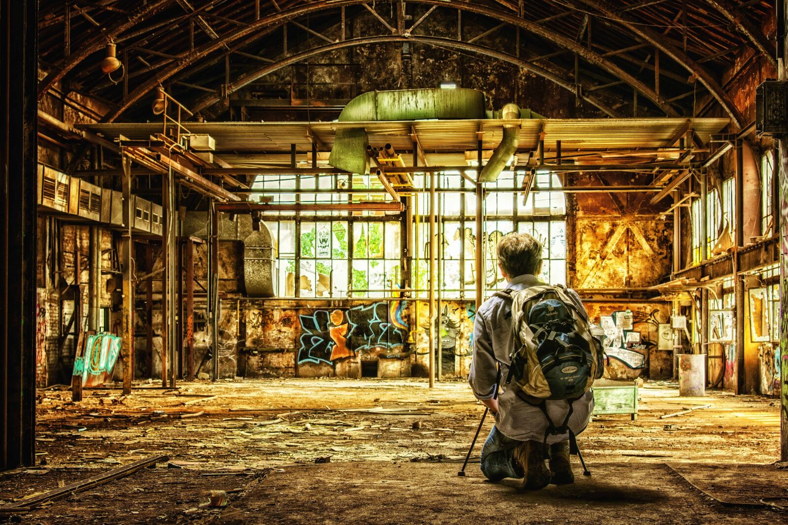 Nikon D3300 sample photo. Man, industry, interior, warehouse photography