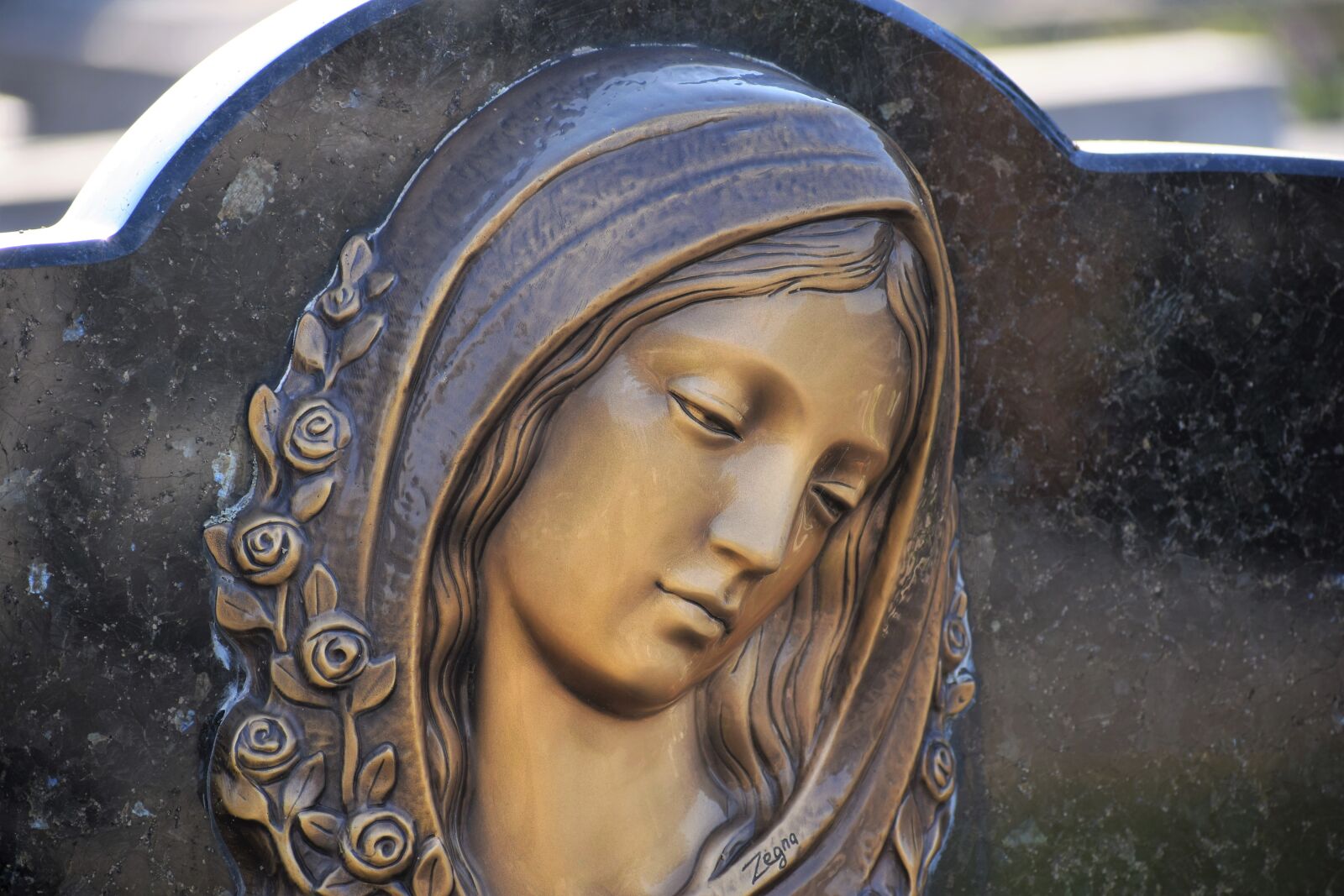 Nikon D3300 sample photo. Headstone, mother mary, face photography