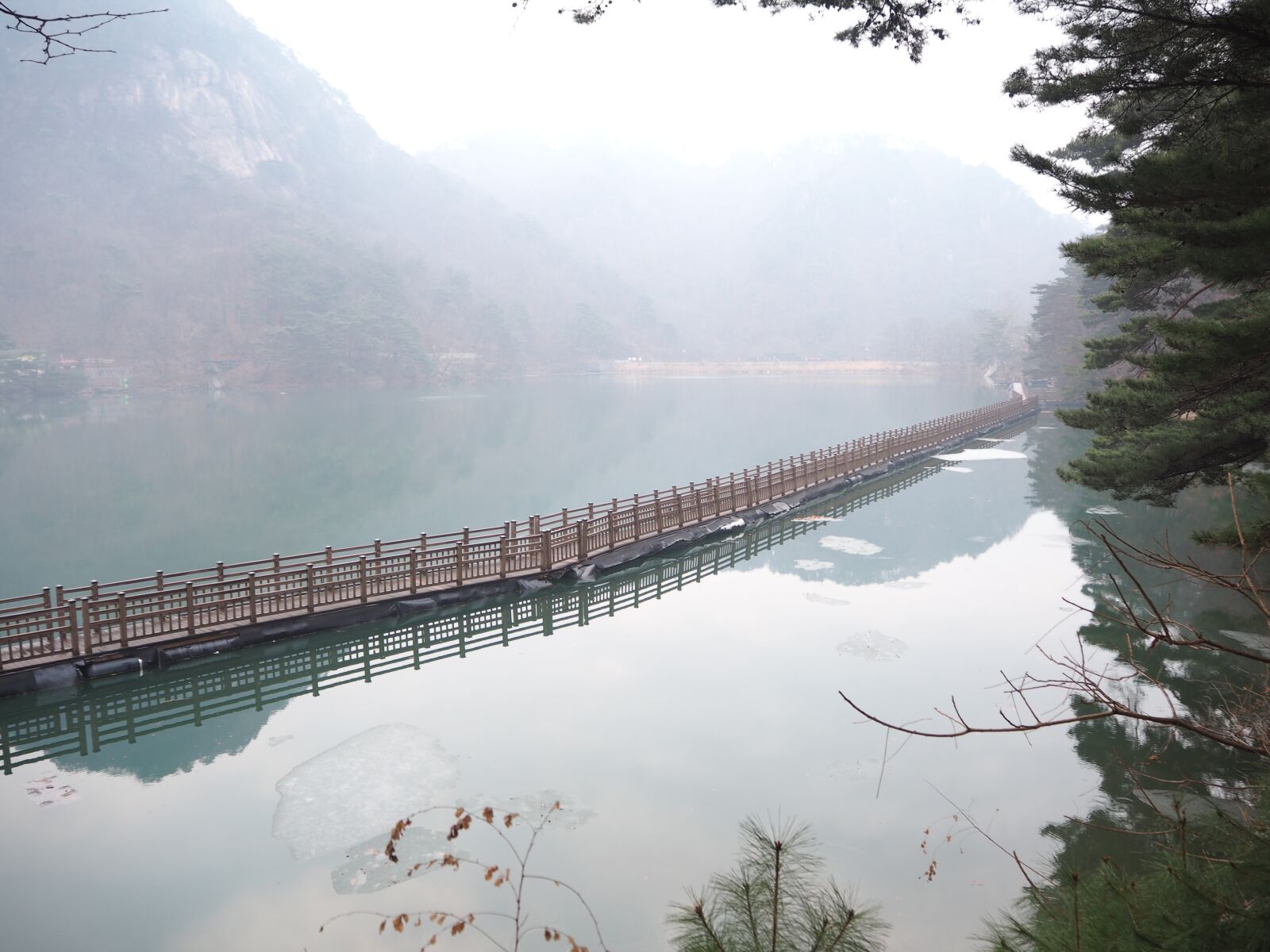 Olympus OM-D E-M10 sample photo. Fog, bridge, the river photography