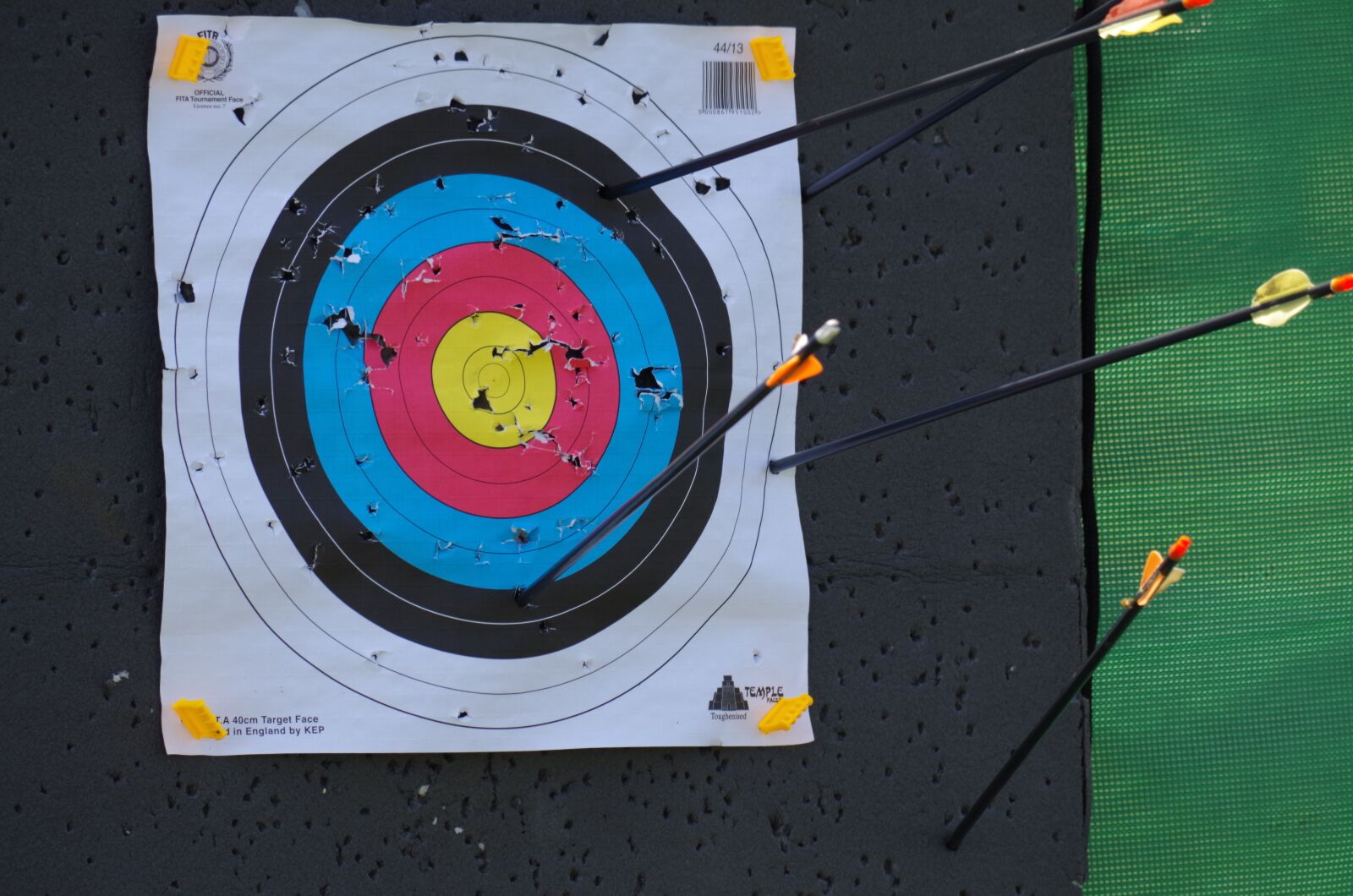 Pentax K-500 sample photo. Target, holes, bow photography
