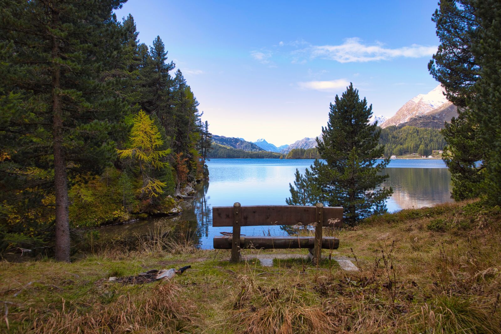 Canon EOS M50 (EOS Kiss M) sample photo. Bench, lake, forest photography