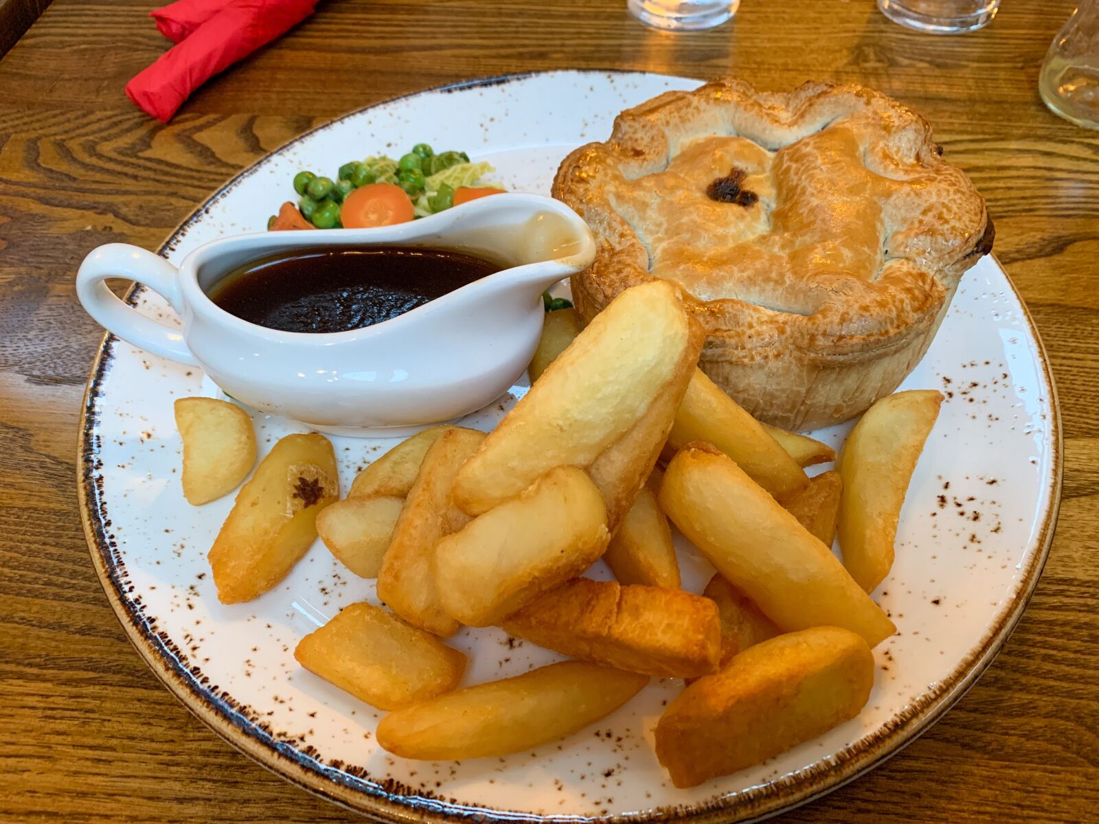 Apple iPhone XS Max sample photo. Pie, chips, gravy photography