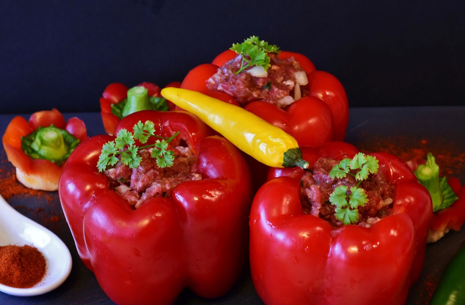 Nikon D7200 sample photo. Paprika, peppers filled, minced photography