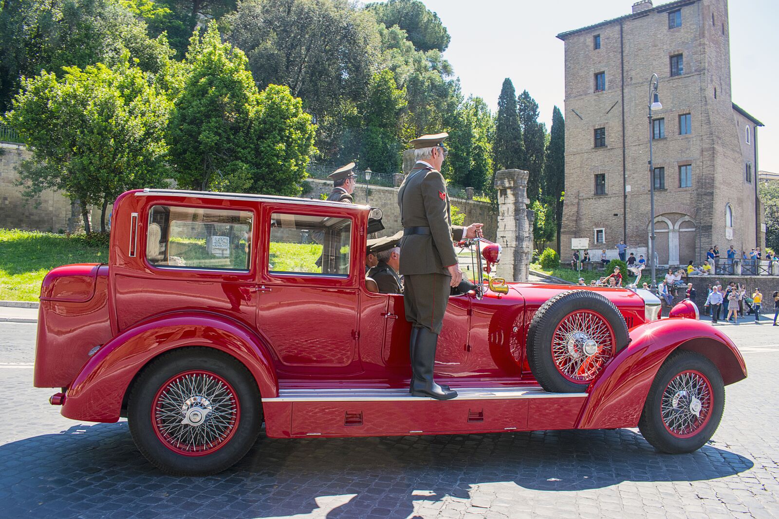 Nikon D5300 sample photo. Vintage car, firemen, red photography