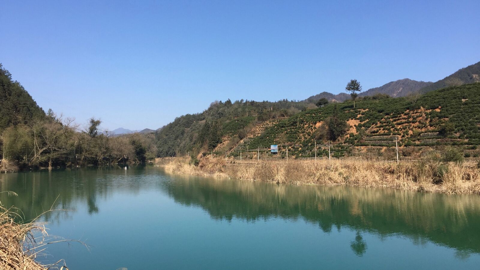 iPhone 6 Plus back camera 4.15mm f/2.2 sample photo. Lake, blue sky, huangshan photography