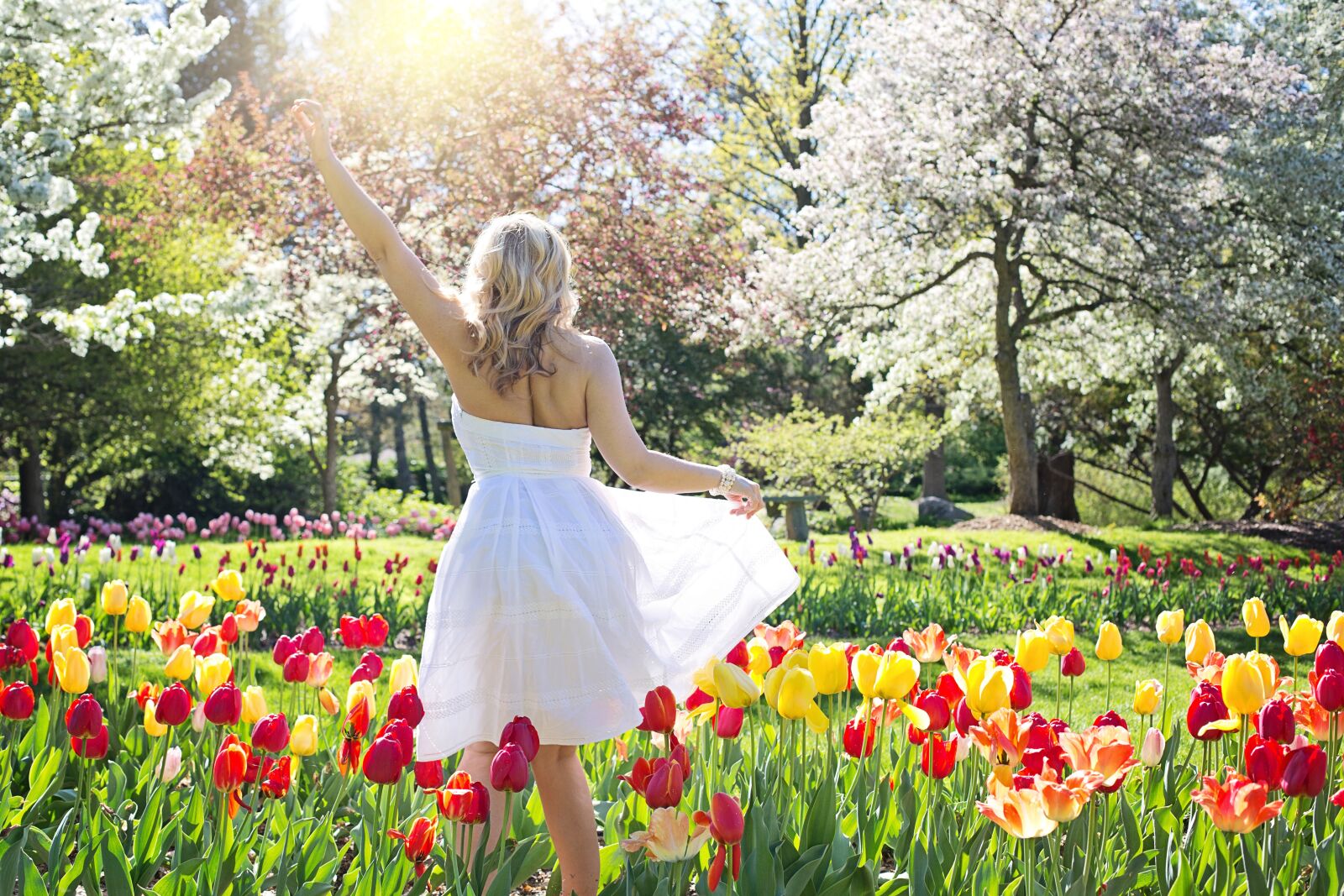 Canon EF 50mm F1.4 USM sample photo. Spring, tulips, pretty woman photography