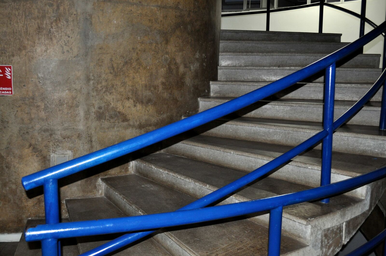 Nikon D5000 sample photo. Stair, blue, banister photography