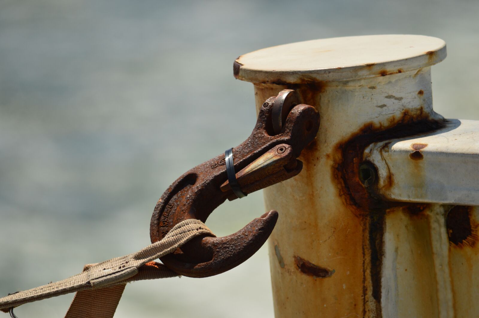 Nikon D3200 sample photo. Hook, rusty, ocean photography