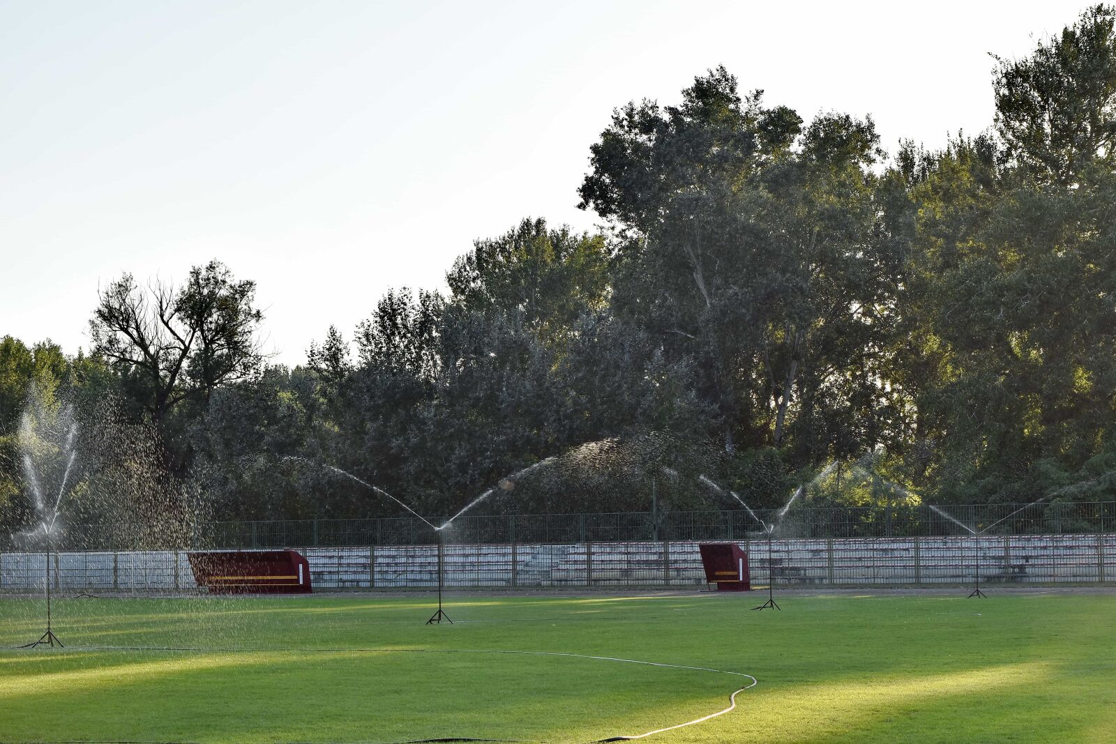 Nikon D5500 sample photo. Football, grass, irrigation, summer photography