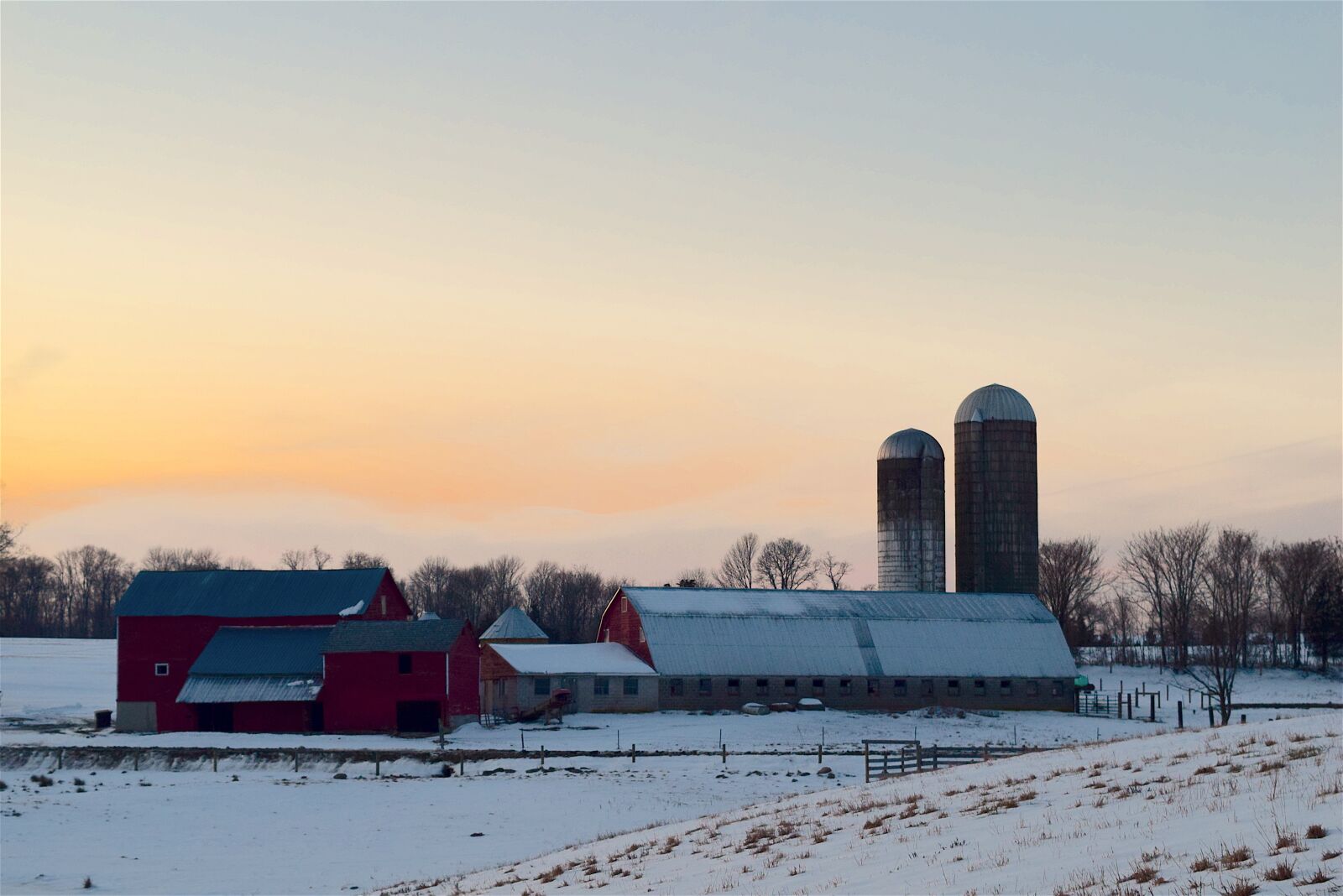 Nikon D3300 sample photo. Snow, farm, sunset photography