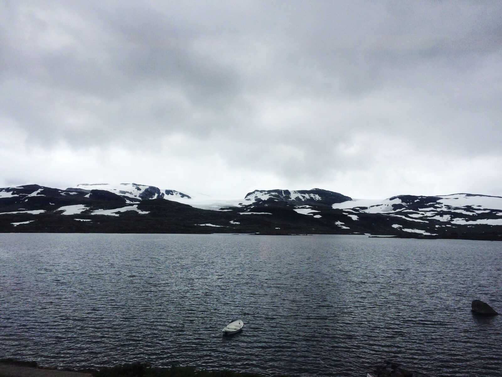 iPhone 5s back camera 4.15mm f/2.2 sample photo. Boat, clouds, fjord, glacier photography