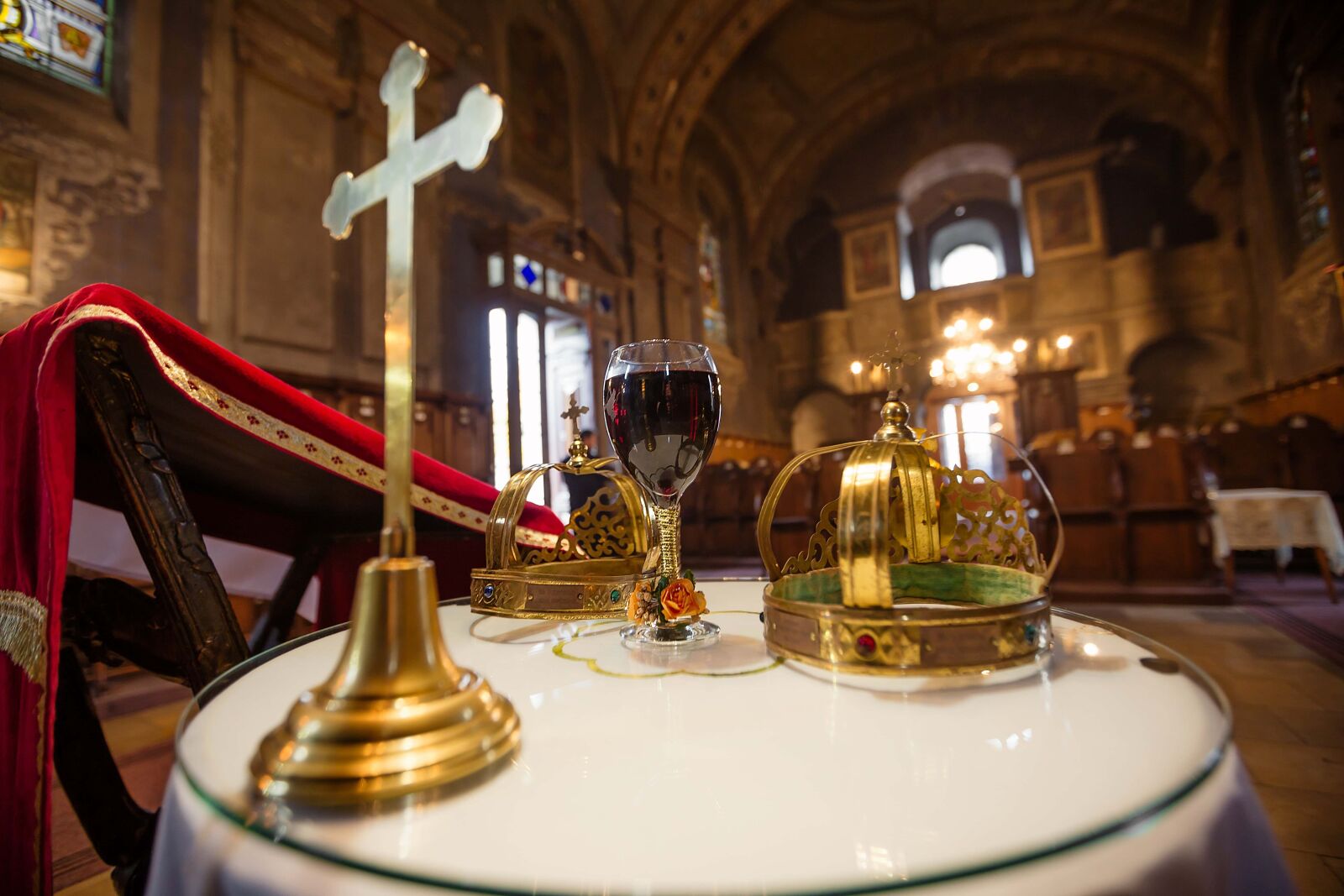 Canon EOS 5D Mark III + Canon EF 16-35mm F2.8L II USM sample photo. Cathedral, inside, red wine photography